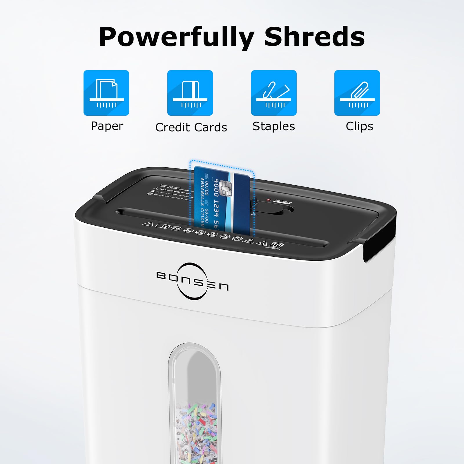 BONSEN Shredder for Home Office, 4 Gallons 8-Sheet Cross Cut Credit Card Shredder, Small Paper Shredder for Home Use, High Security Level P-4, ETL Certification (S3101)