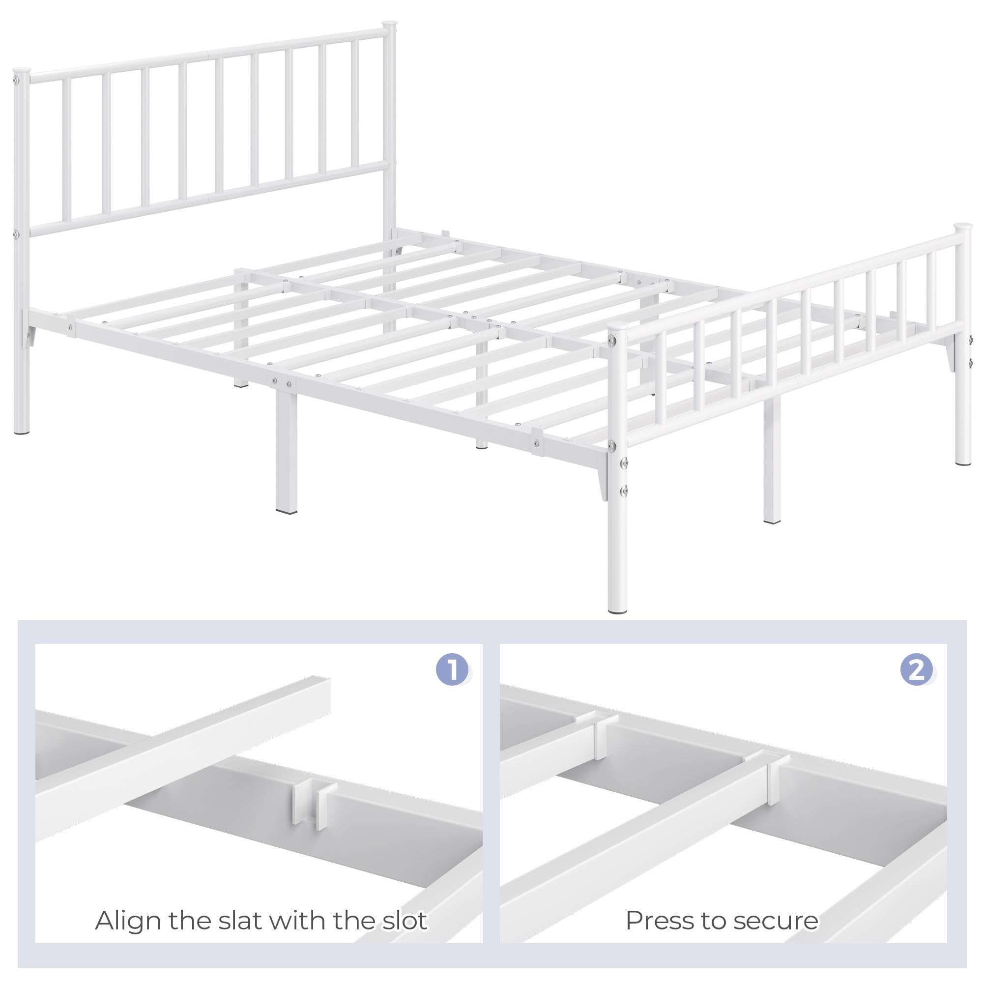 Yaheetech Twin Bed Frame Metal Platform Bed Frame Mattress Foundation with Spindle Headboard & Footboard/No Box Spring Needed/14 Inch Underbed Storage/Firm Support & Easy Set up Structure, Black