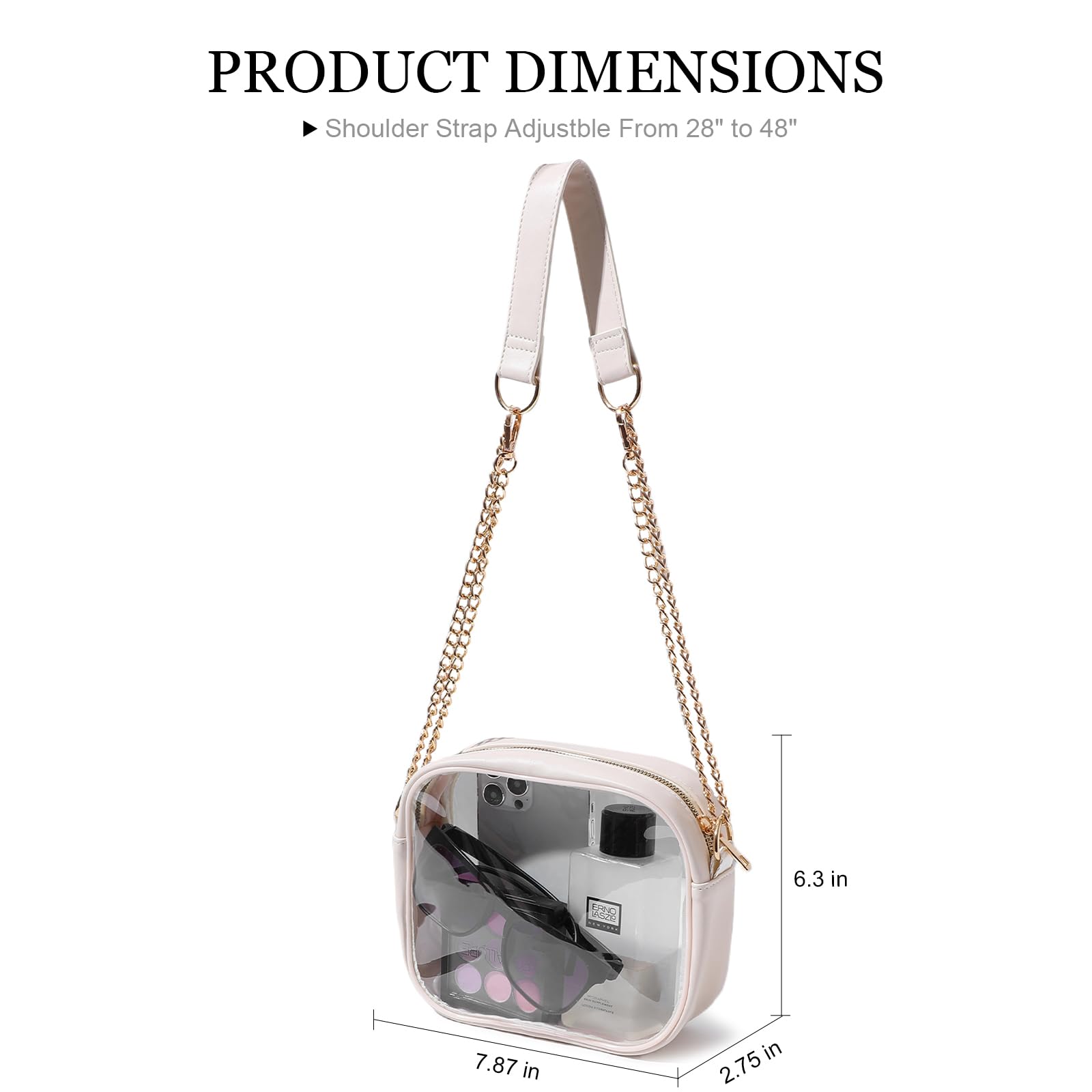 TOBVZOO Clear Bag Stadium Approved, Crossbody Transparent Bag for Concerts Sports Events, Purses for Men & Women