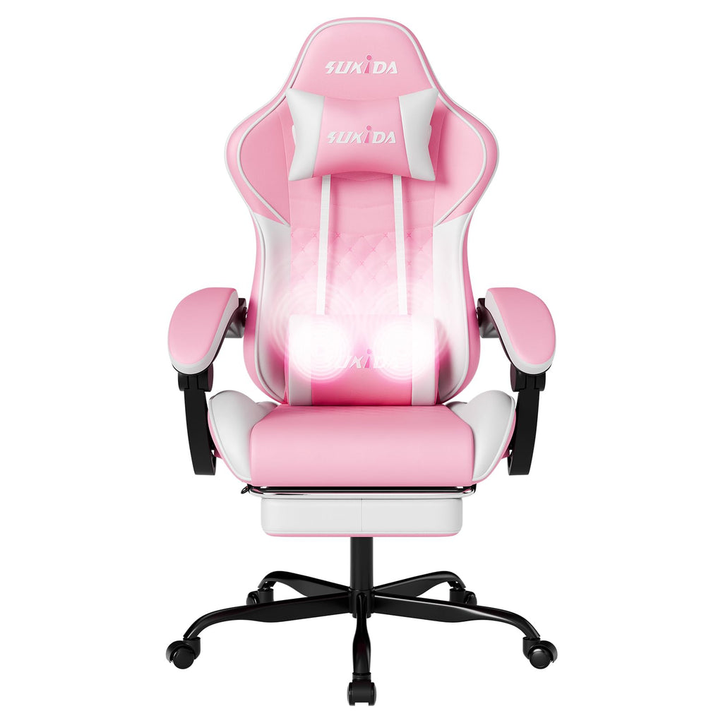 Ergonomic Video Gamer Chairs Gaming Computer Chair Gamer Chairs for Adults Massage Lumbar Support Swivel Height Adjustable Headrest Backrest