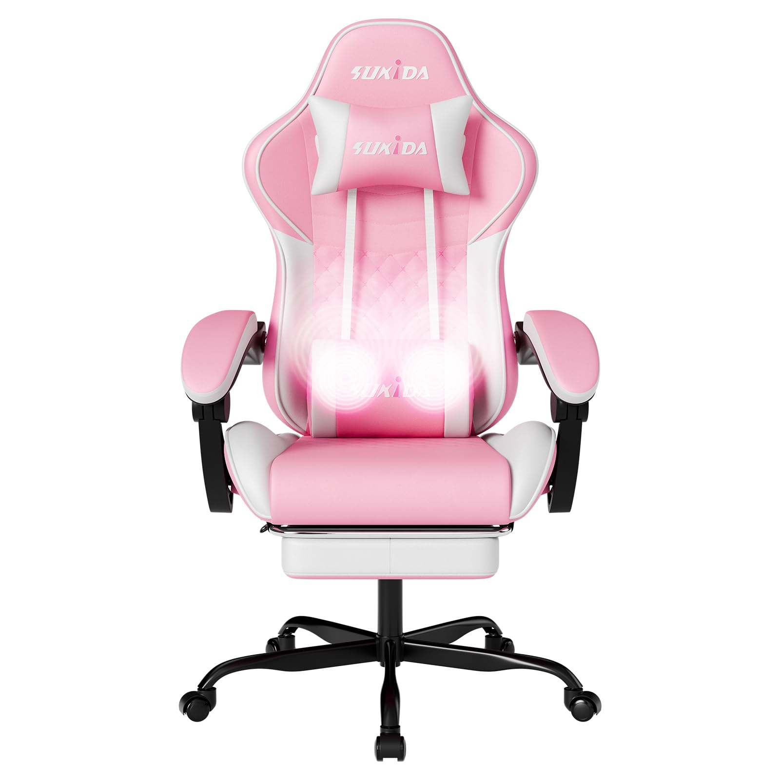 Ergonomic Video Gamer Chairs Gaming Computer Chair Gamer Chairs for Adults Massage Lumbar Support Swivel Height Adjustable Headrest Backrest