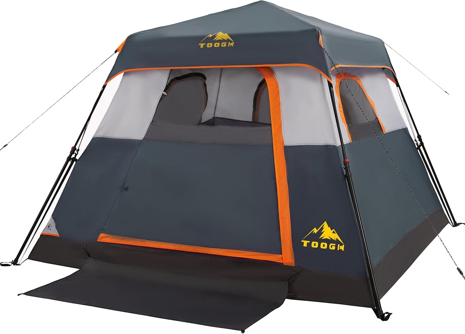 3/4 Person Camping Tent with 1 Door, 4 Windows, and Upgraded Ventilation– Instant Setup, Waterproof, 8'x 8'x 67''Oxford Fabric Floor Pop Up in 60 Seconds Includes Rainfly and Backpack