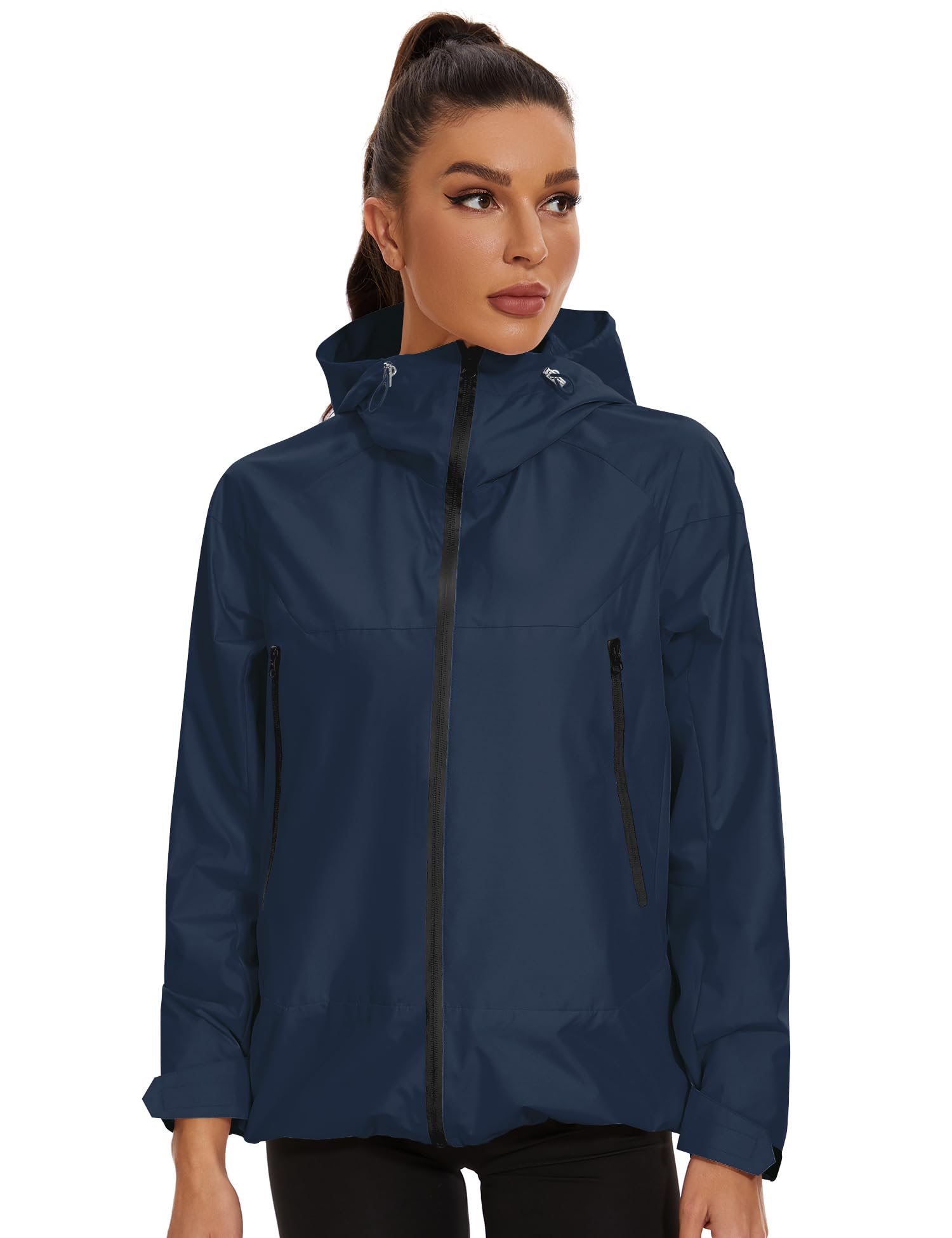 Avoogue Rain Jacket for Women Waterproof Lightweight Rain Coat Hiking Windbreaker Jacket with Hood