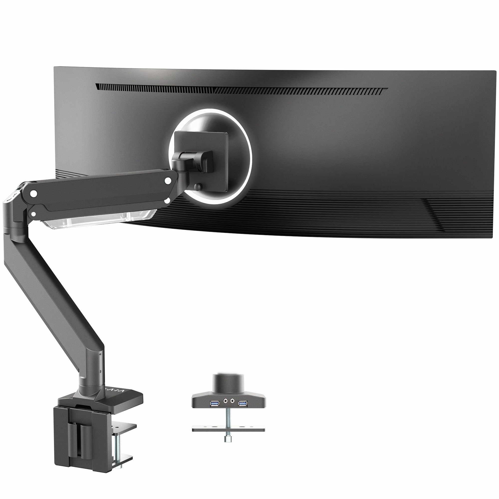 VIVO Premium Aluminum Tall Extended Monitor Arm for Ultrawide Monitors up to 49 inches and 33 lbs, Single Desk Mount Stand, Pneumatic Height Adjusting, Max VESA 100x100, Black, STAND-V101GT