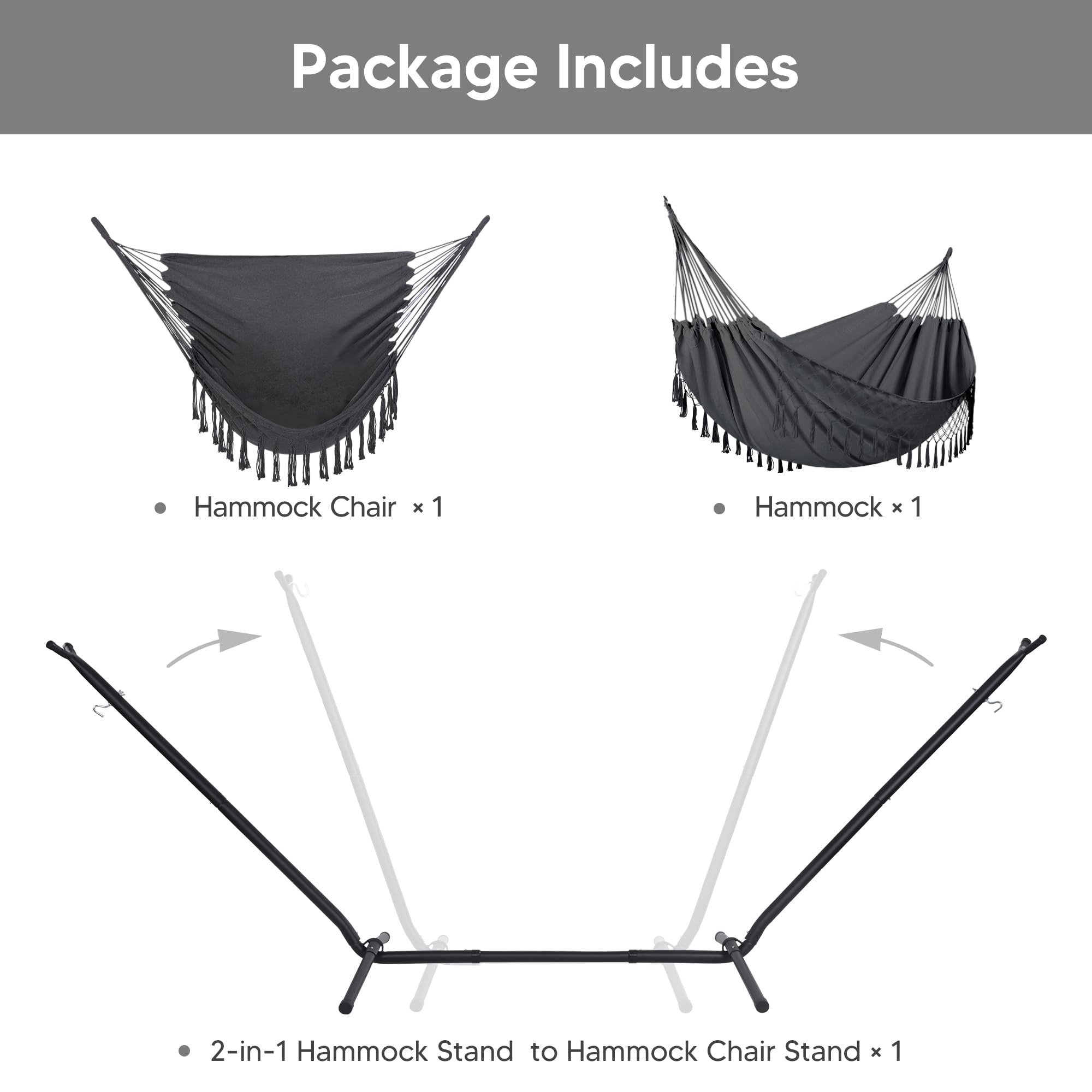 SUNCREAT 2-in-1 Convertible Free Standing Hammock with Stand Included, Camping Backyard Hammock with Stand, Patented, Blue & White Stripe