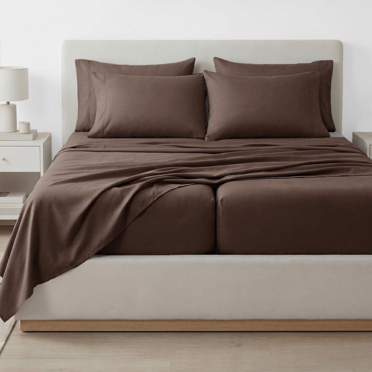 Southshore Fine Living, Inc. 4-Piece, 21-Inch Deep Pocket Twin Sheets Set with Fitted Sheet, Soft Microfiber, Oversized Flat Sheet, 2 Pillow Cases Standard Size, Hotel Collection Twin Bed White Sheets