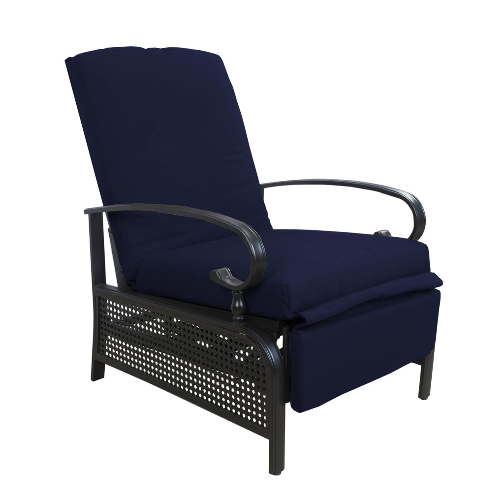 Kozyard Adjustable Outdoor Reclining Lounge Chair, Cushioned Patio Chaise Lounge with Extendable Metal Frame for Sunbathing, Reading & Relaxing – Comfortable Outdoor Recliner, Aqua