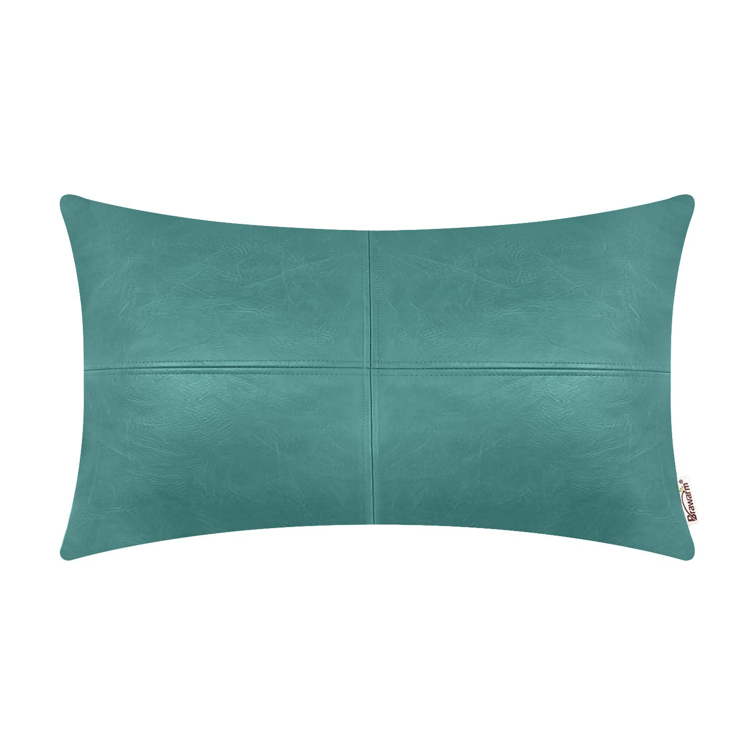 BRAWARM Faux Leather Throw Pillow Covers 16 X 16 Inches, Black Leather Pillow Cover, Hand Stitched Leather Decorative Pillow Cover for Couch Sofa Bed Living Room Home Garden