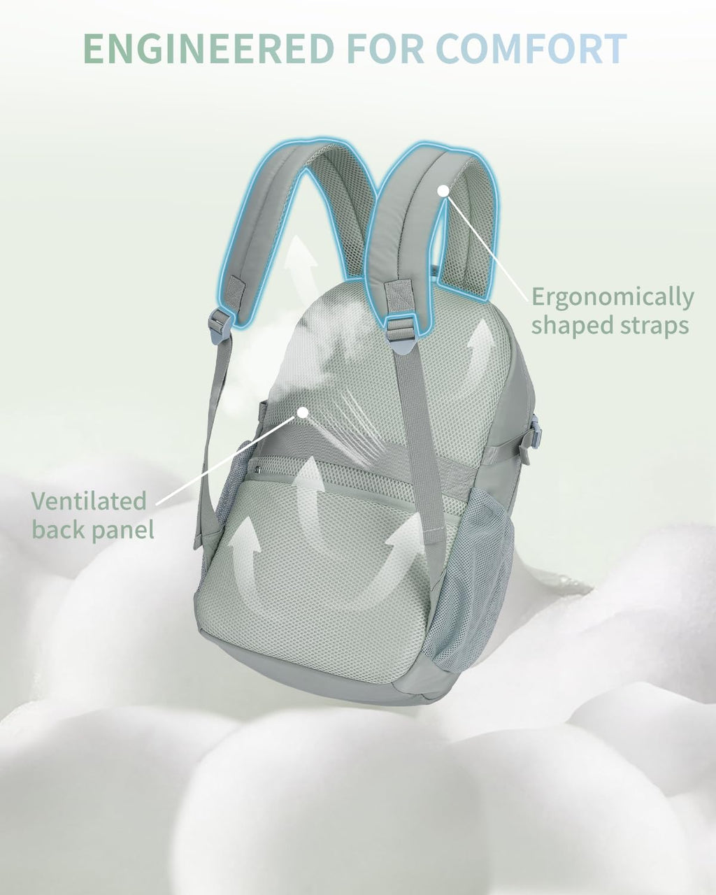 ECOHUB Travel Backpack for Women, 17.3 inch Suspended Laptop Backpack, Fashion Slim Water-Resistant College Computer Bookbag, 28L Personal Item Bag with 12 Pockets for Causal, Work, Beige