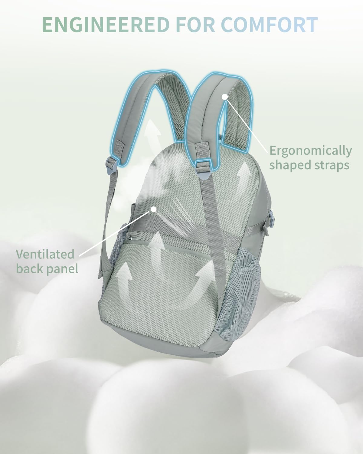 ECOHUB Travel Backpack for Women, 17.3 inch Suspended Laptop Backpack, Fashion Slim Water-Resistant College Computer Bookbag, 28L Personal Item Bag with 12 Pockets for Causal, Work, Beige