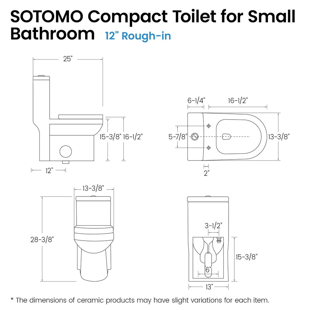 Compact One Piece Toilet for Bathroom, Space-Saving Powerful Dual Flush Round Small Toilet, Average 1.28 GPF, Skirted Design with Upgraded UF Quiet & Soft Close Seat (10" Rough-in Toilet)