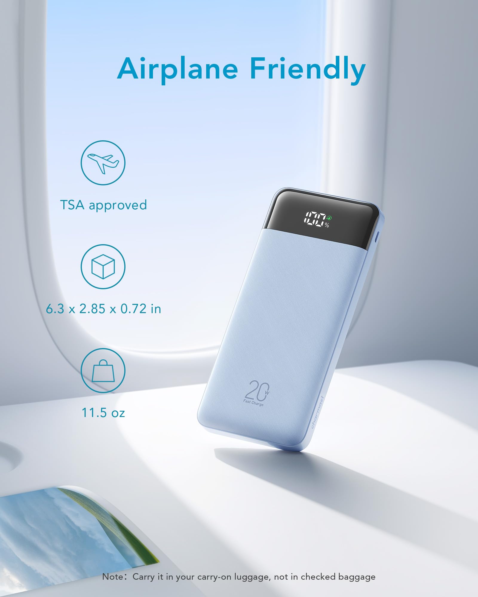 charmast 20000mAh Portable Charger with Built in Cables, 22.5W Travel Power Bank Fast Charging, USB C Cell Phone Battery Pack for iPhone 17/16/15/14/13/12 Series, iPad, Samsung, Android, Tablet