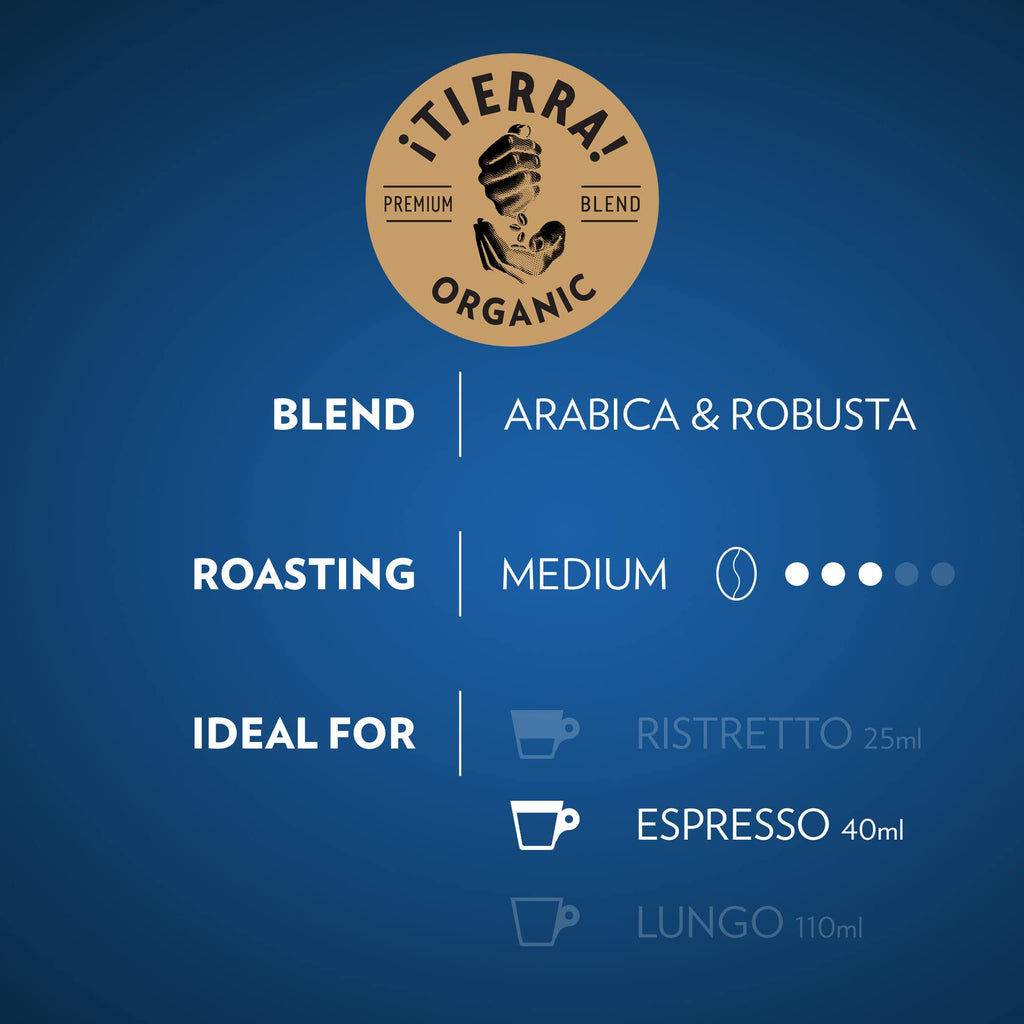 Lavazza TIERRA PLANET USDA ORGANIC Espresso Aluminum Capsules Compatible with Nespresso Original Machines, 10 Count, Medium Roast, 100% Arabica, Intensity 7 of 13