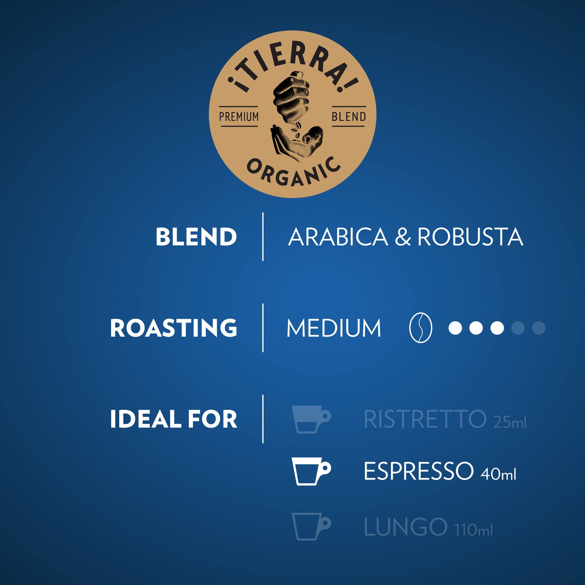 Lavazza TIERRA PLANET USDA ORGANIC Espresso Aluminum Capsules Compatible with Nespresso Original Machines, 10 Count, Medium Roast, 100% Arabica, Intensity 7 of 13
