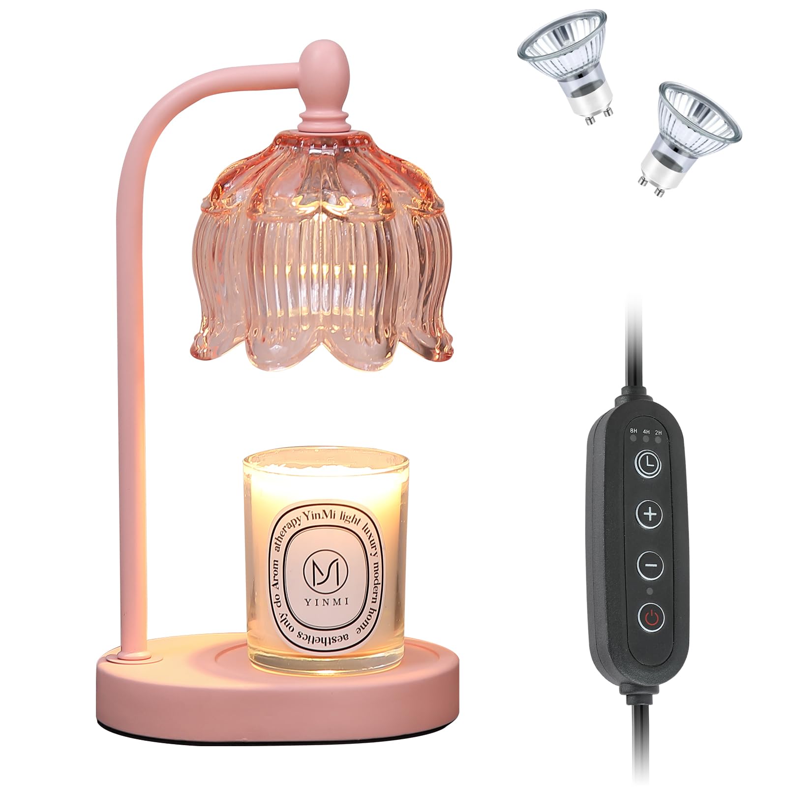 MEIXISUE Candle Warmer Lamp with Timer and Dimmer,Electric Amber Light Gifts for Women Melt Wax Warmer Lamp with 2 Bulbs for Candle Jars House Warming New Home Decor
