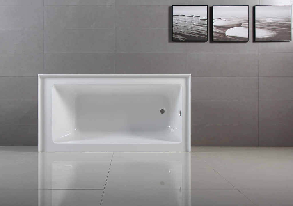 Aqua Eden VTAP6032R22 60-Inch Acrylic 3-Wall Alcove Tub with Right Hand Drain Hole, Glossy White