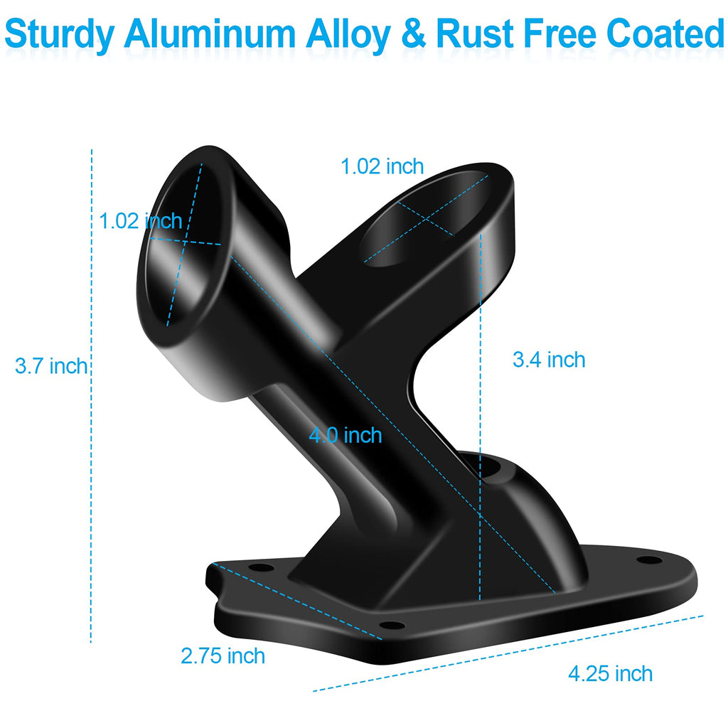 Flag Pole Holder Brackets, BONWIN 1" Flag Pole Mounting Bracket with Hardwares for House Wall Mount, 1" Inner Diameter, Two Positions & Aluminium Alloy, Rust Free Coated (Black - 1 Pack)