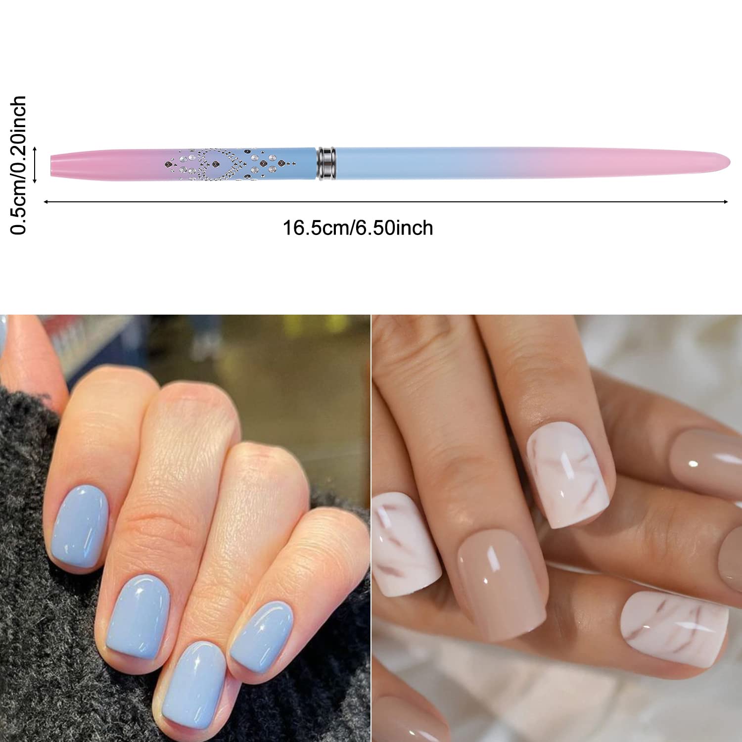 Nail Art Clean Up Brushes,Nail Brushes for Cleaning Polish Mistakes on the Cuticles, Acetone Resistant Nail Brush, Fingernail Cleaning Brushes for Nail Art and Designs (2 Pcs Round&Angled)