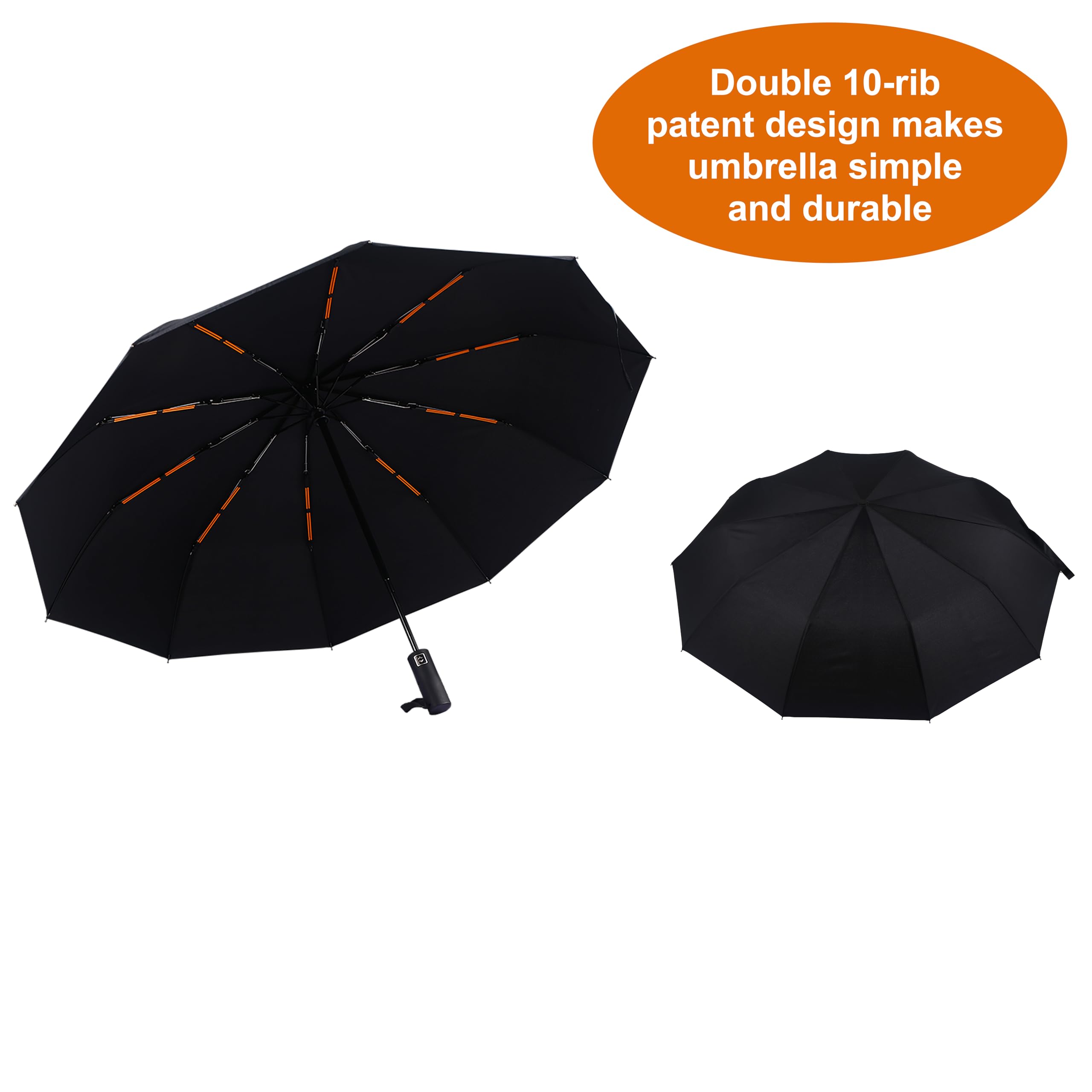 Bluinzi 46 Inch Compact Umbrellas for Rain - Travel Small Umbrella - Automatic Folding Umbrella - Windproof Portable Umbrella, Double 10-rib