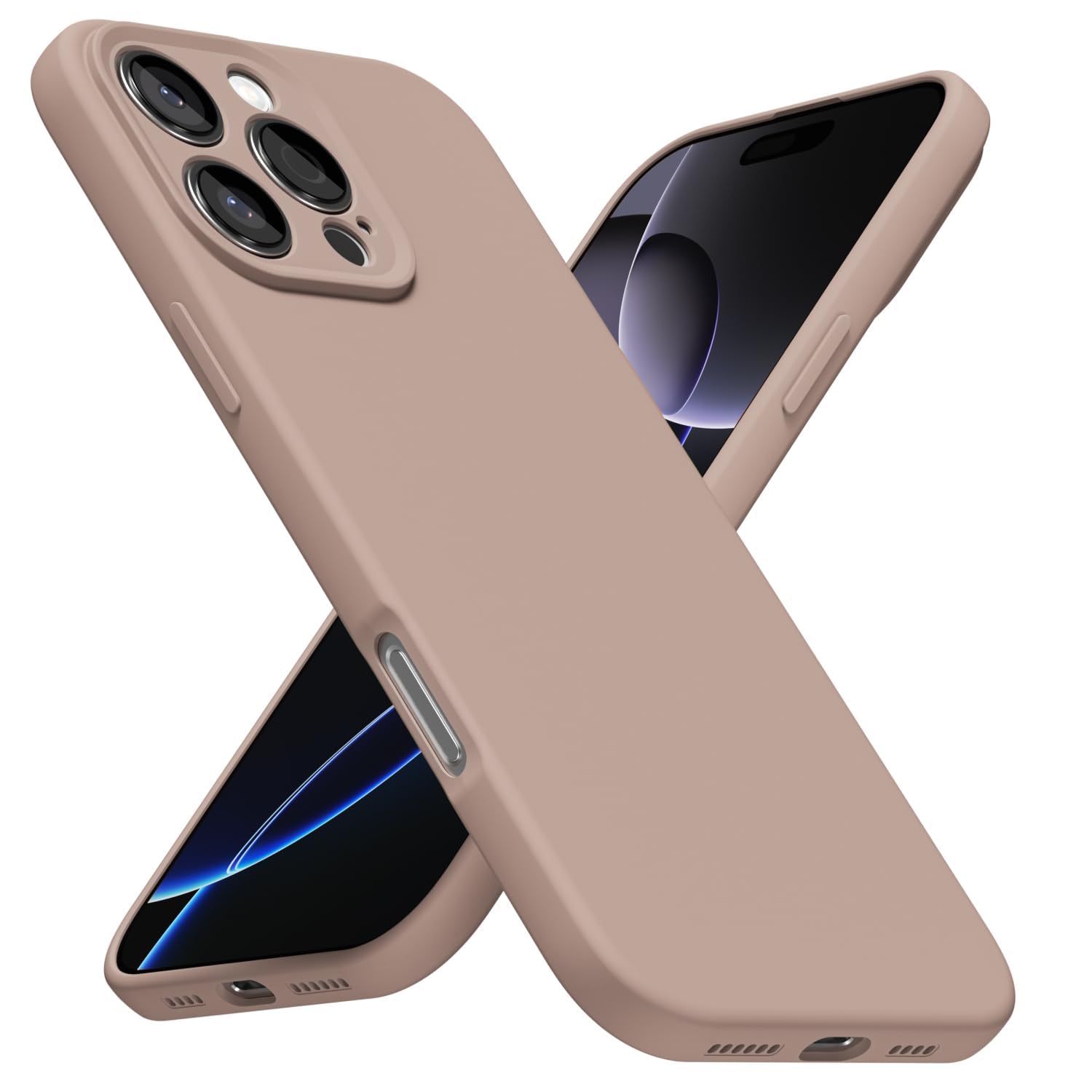 LoeoeL for iPhone 8 Plus/ 7 Plus Phone Case Silicone, Minimalist Ultra Thin Slim Soft Rubber Gel Solid Color Matte TPU Cute Case for Women, Girly Aesthetic Design & Camera Cover, Beige Stone Cream