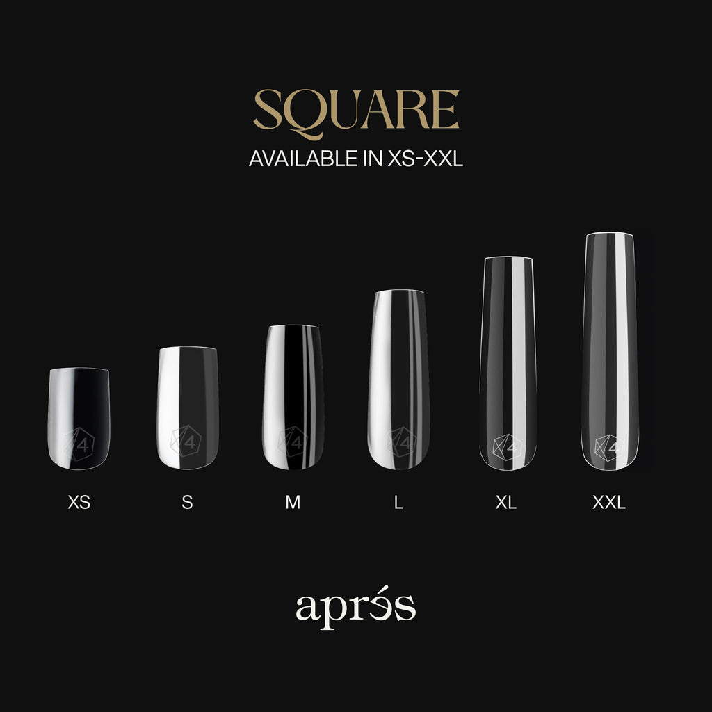 Aprés Gel-X® Square Box of Nail Tips | 280 Gel-X Tips, Soft Tips, 14 Sizes 00-9 | Half-sizes Included (Natural Square Medium, 280 Count)