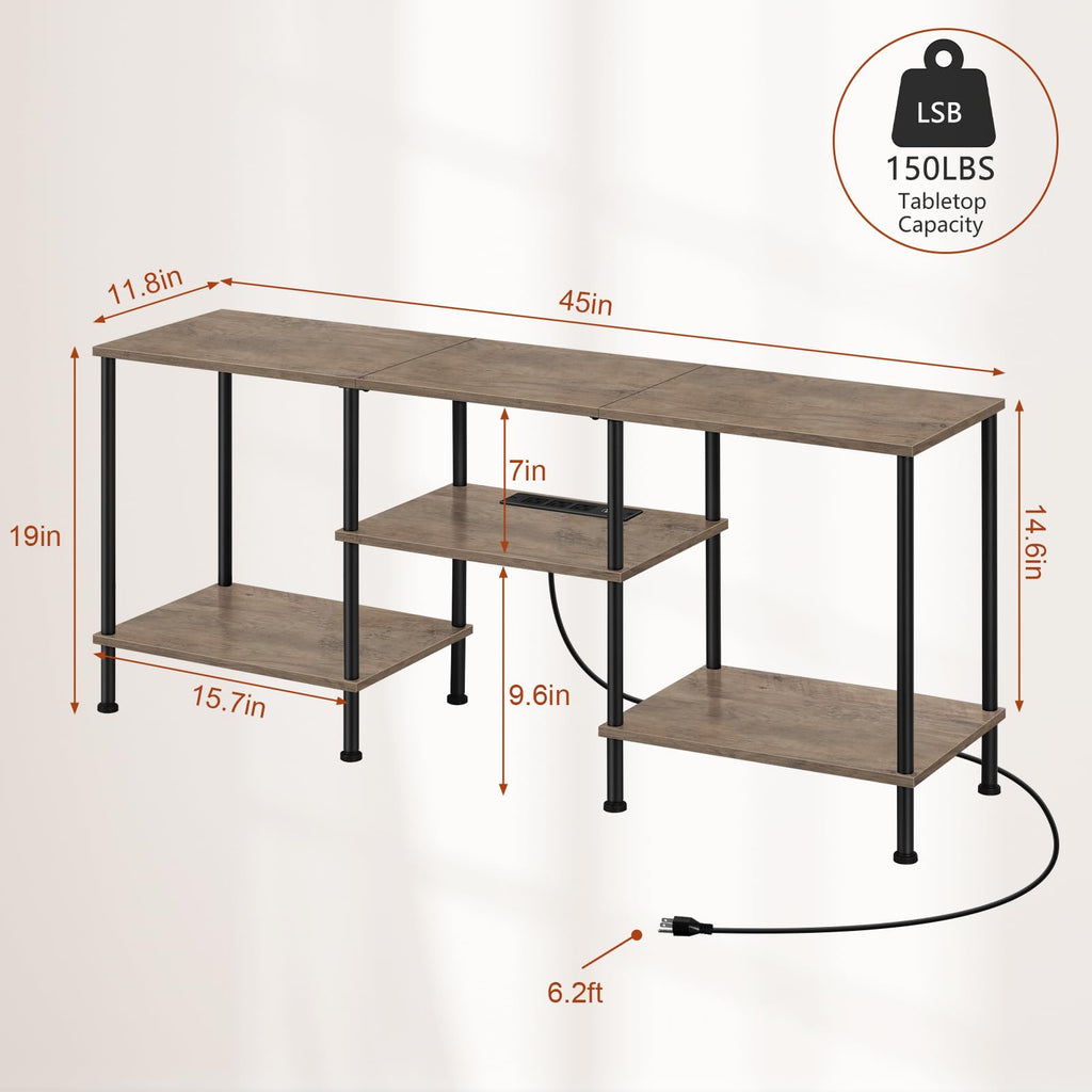 OYEAL Black Bedroom TV Stand with Power Outlets up to 50 inch TV, Small Entertainment Center Stand with Storage Modern Media TV Console Table for Living Room Bedroom