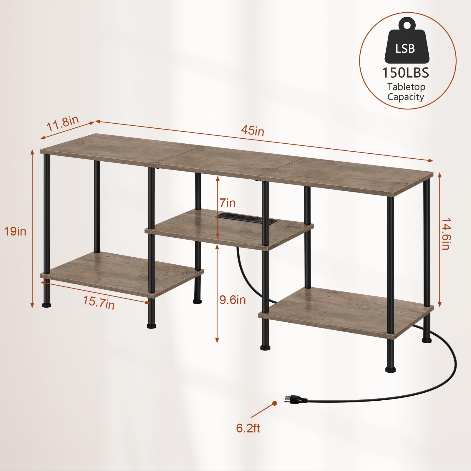 OYEAL Black Bedroom TV Stand with Power Outlets up to 50 inch TV, Small Entertainment Center Stand with Storage Modern Media TV Console Table for Living Room Bedroom