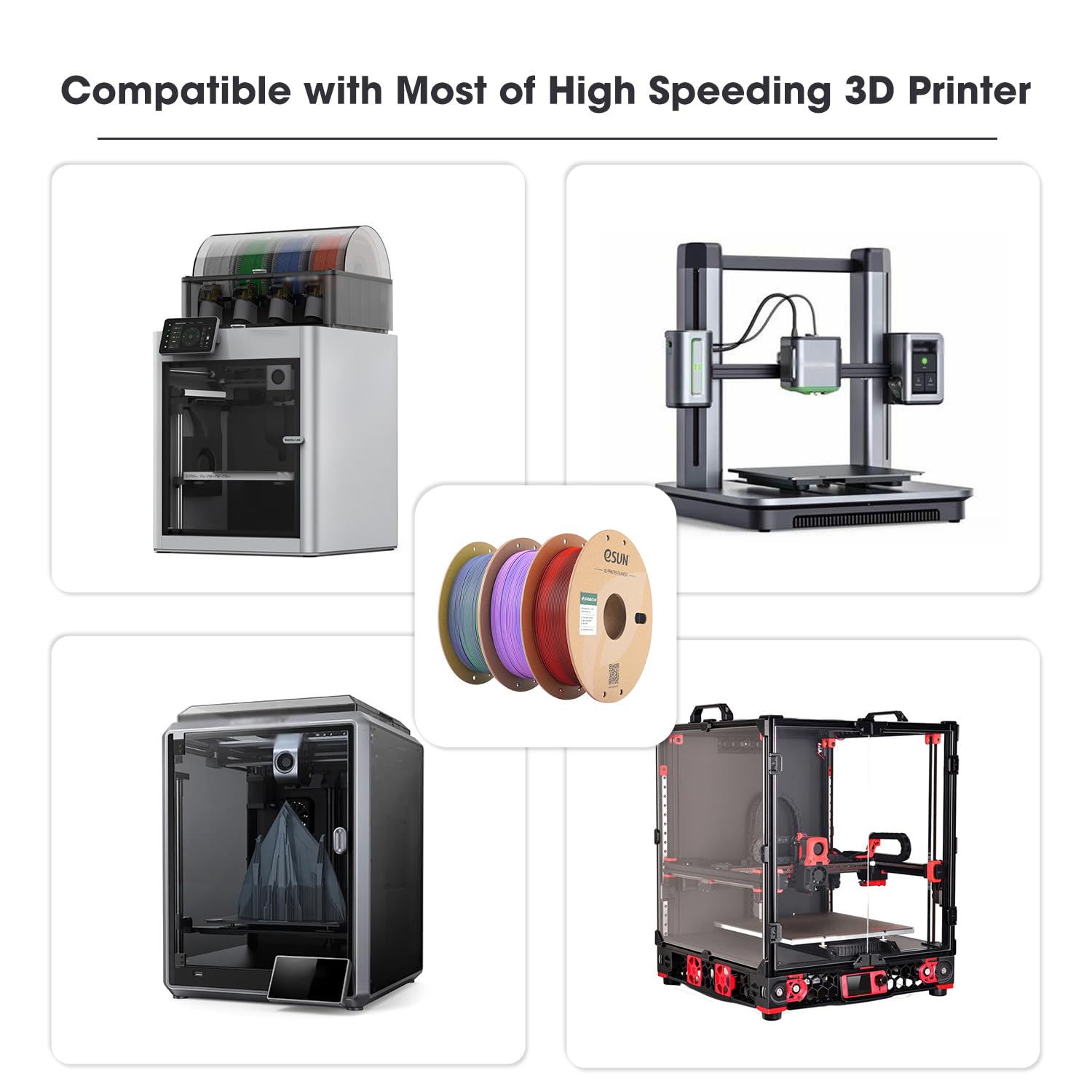 eSUN 10KG Bulk PLA Basic Filament 1.75mm, Black, 10 Spool Pack (1KG/Spool) High Speed PLA Bundle, 3D Printing Filament for Fast Printing
