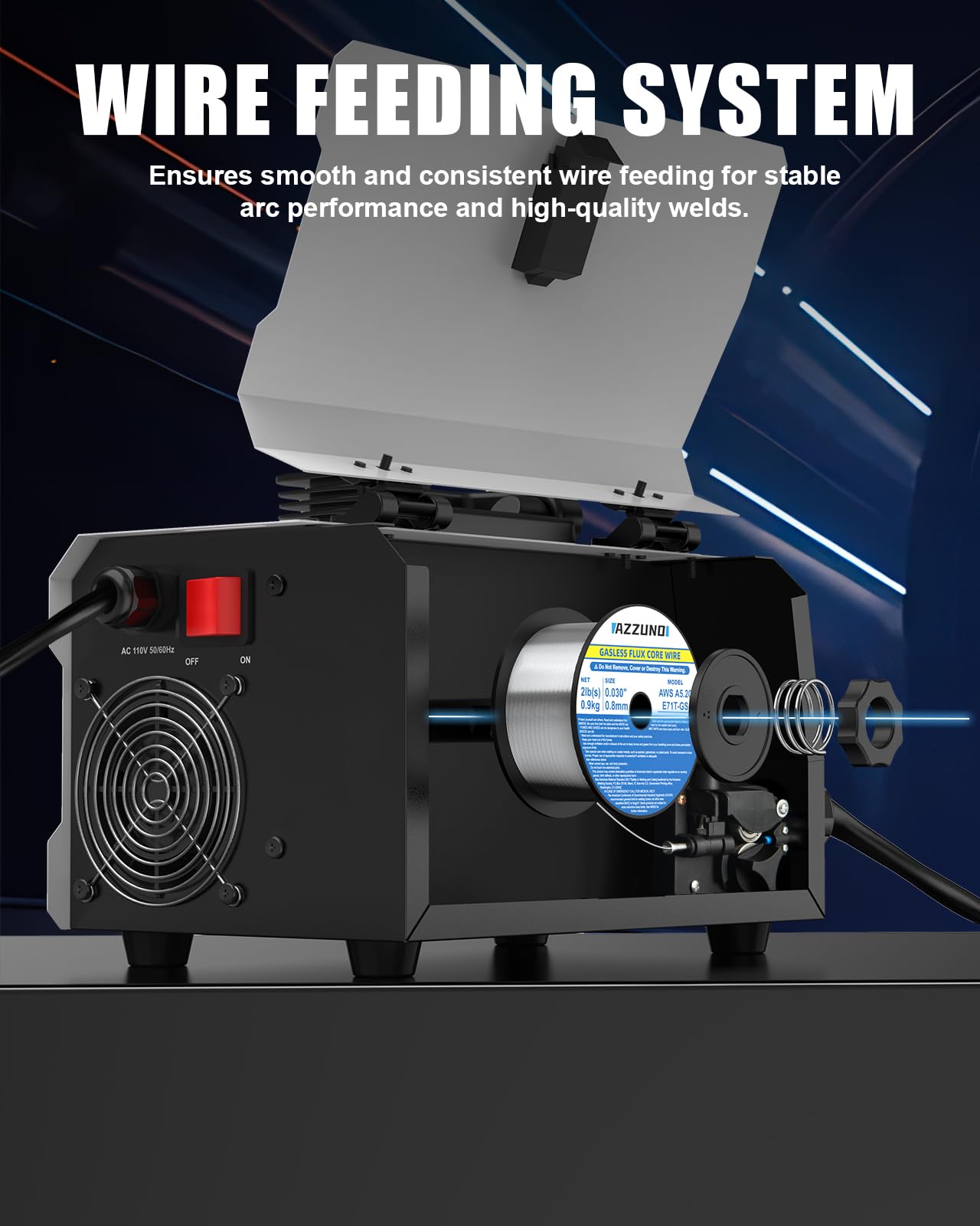 AZZUNO MIG Welder Machine 110V/220V, 155Amp 5-in-1 Gas MIG/Aluminum MIG/Gasless Flux MIG/Lift TIG/Stick Welding Machine, Wire Feed Welder