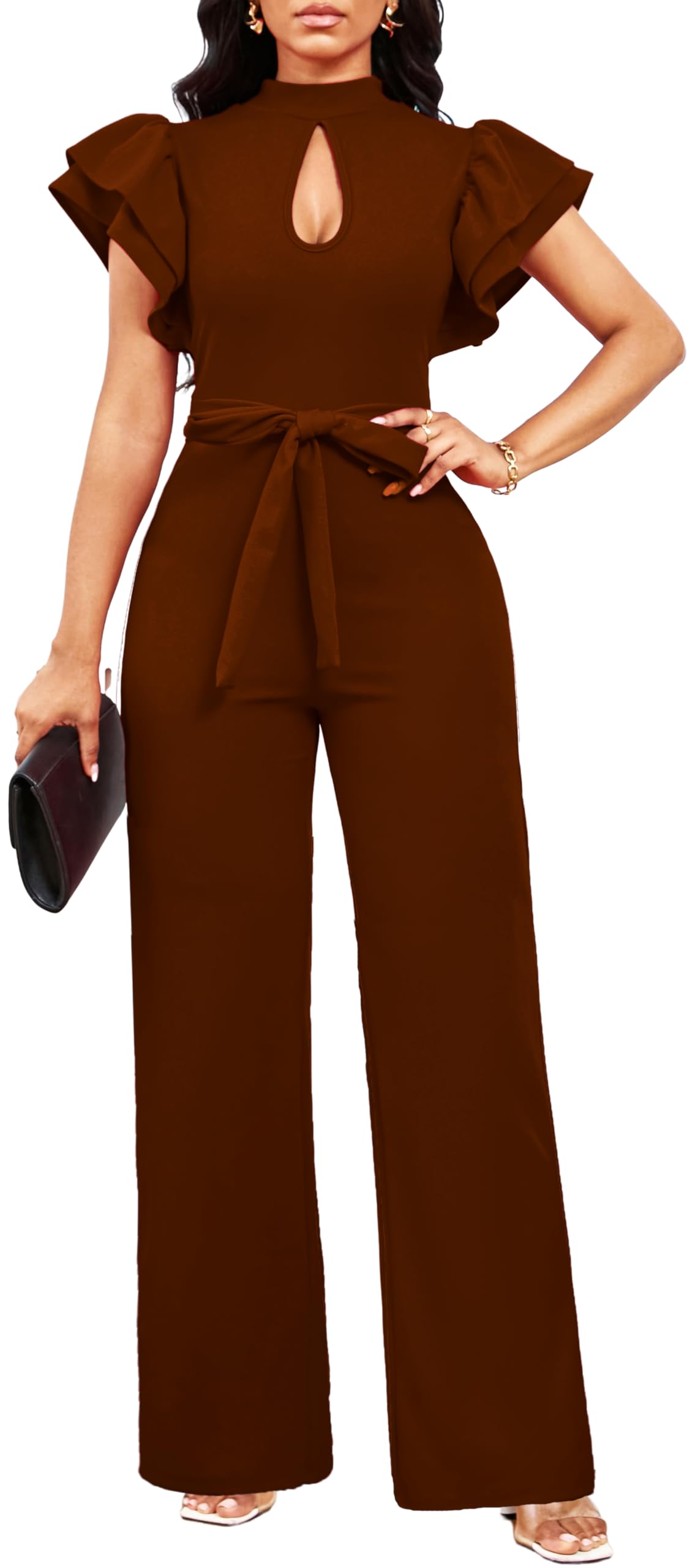 SxClub Elegant Jumpsuits for Women Dressy Formal Casual Long Straight Pants Business Jumpsuit