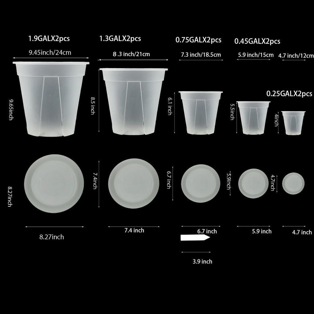 24 pcs 6/5 inch Clear Nursery pots for Plants Saucers,5/6 inch Clear Heavy pots with Side Vents for Reporting Orchids,Aroid,Monstera, Indoor & Outdoor use