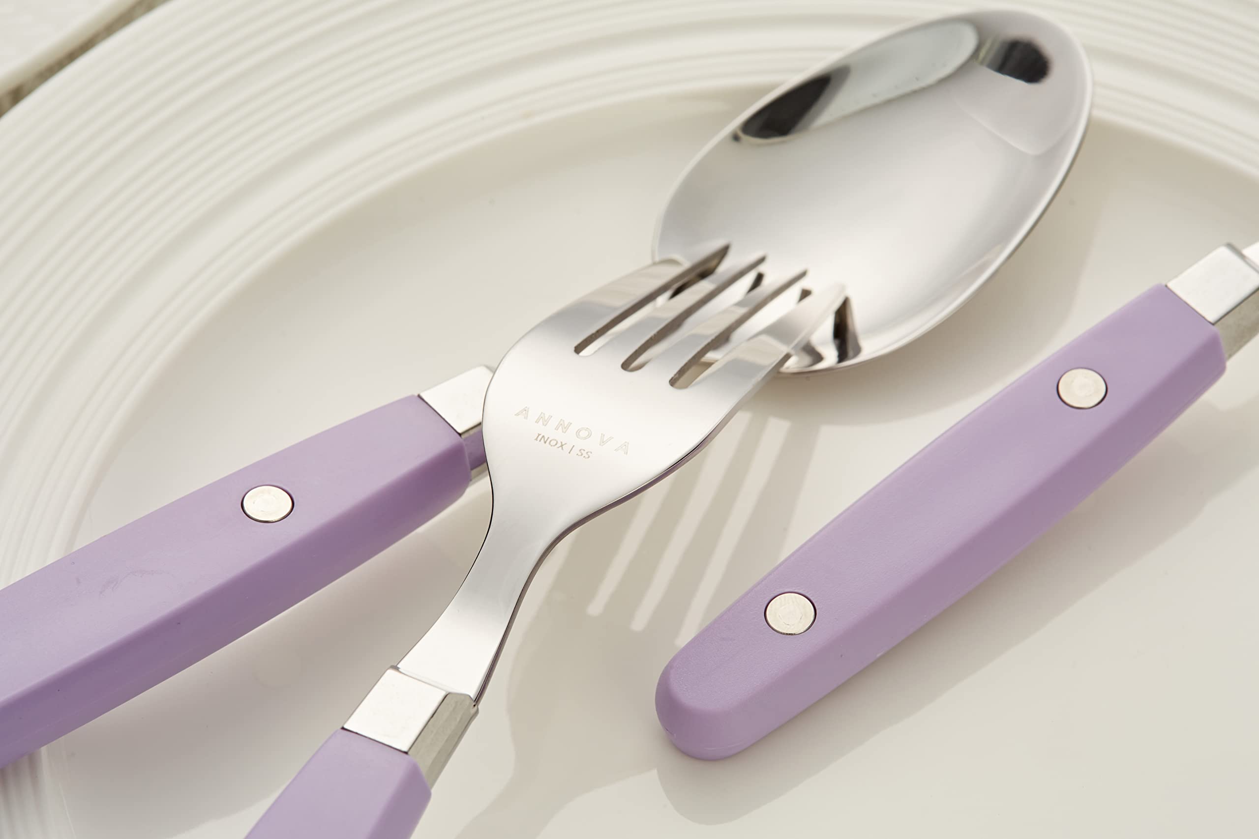 ANNOVA Silverware Set, Retro/Rivet Colorful Stainless Steel Tableware Kitchen Flatware Set Utensils, Includes Dinner Knives, Forks, Spoons, Salad Forks & Dessert Spoons (Brown, 20 Pieces)