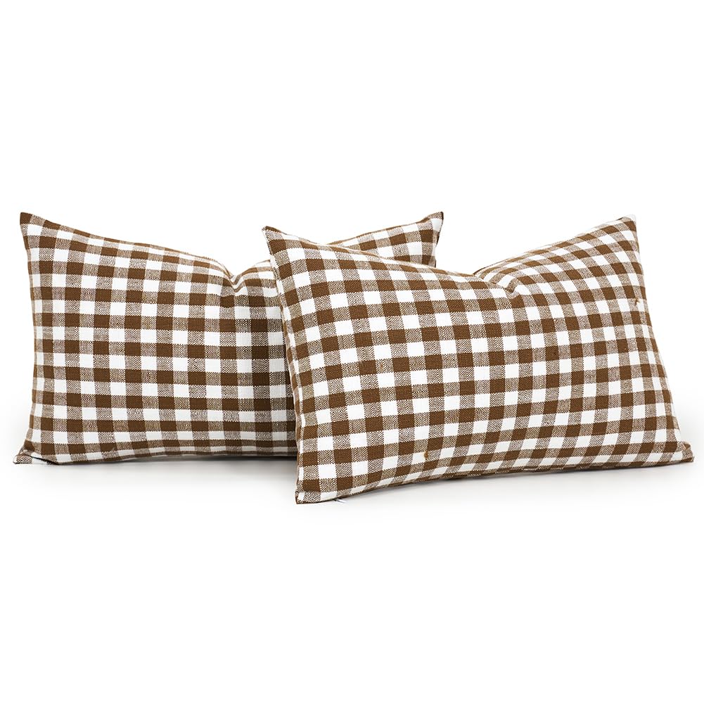 CARRIE HOME Black and White Buffalo Plaid Outdoor Pillow Covers 16x16 Set of 2, 16 x 16 Modern Farmhouse Decor Couch Pillows, Black White Winter Christmas Holiday Plaid Pillows (No Pillow Inserts)