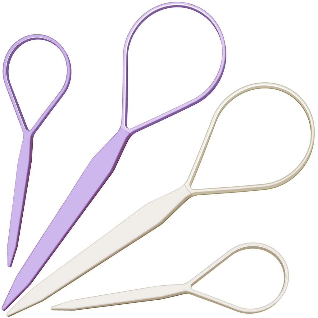 Teenitor 4pcs Pony Hair Tail Tools, 2 Pairs Hair Loop Styling Tool Hair Flipper Pull Through Tool, French Braiding Hair Tool Hair Accessories for Women Girls, Loop Hair Tool, Light Blue/Light Pink