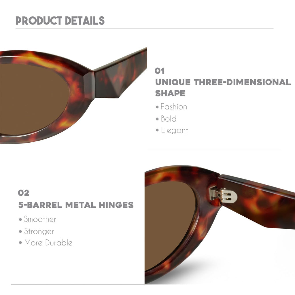 mosanana Oval Cat Eye Sunglasses for Women Retro Y2K Style MS52372