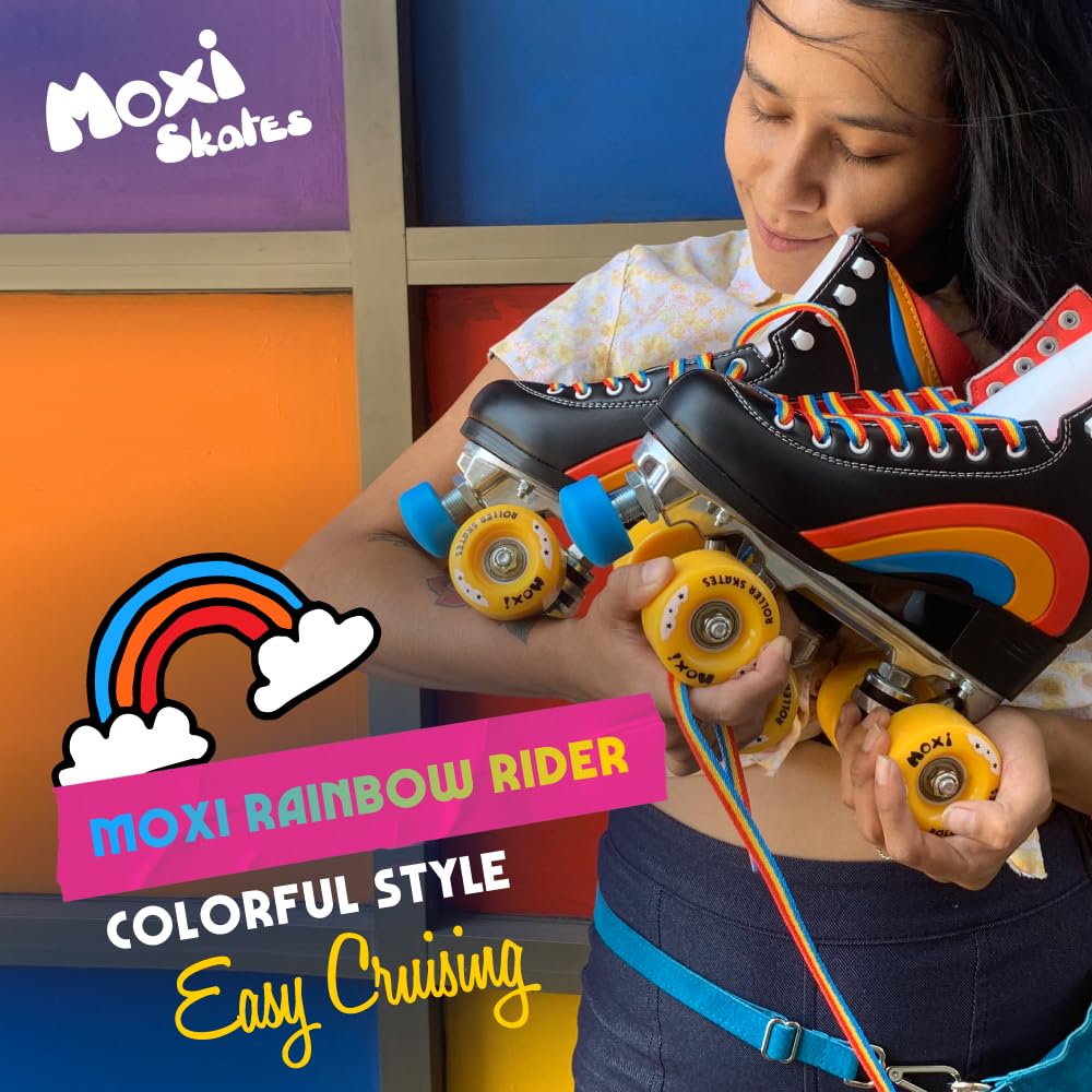 Moxi Rainbow Rider Roller Skates for Women - Beautiful, Durable, Supportive Rainbow Skates with Padded Lining, a Sturdy Plate, and Soft Outdoor Wheels