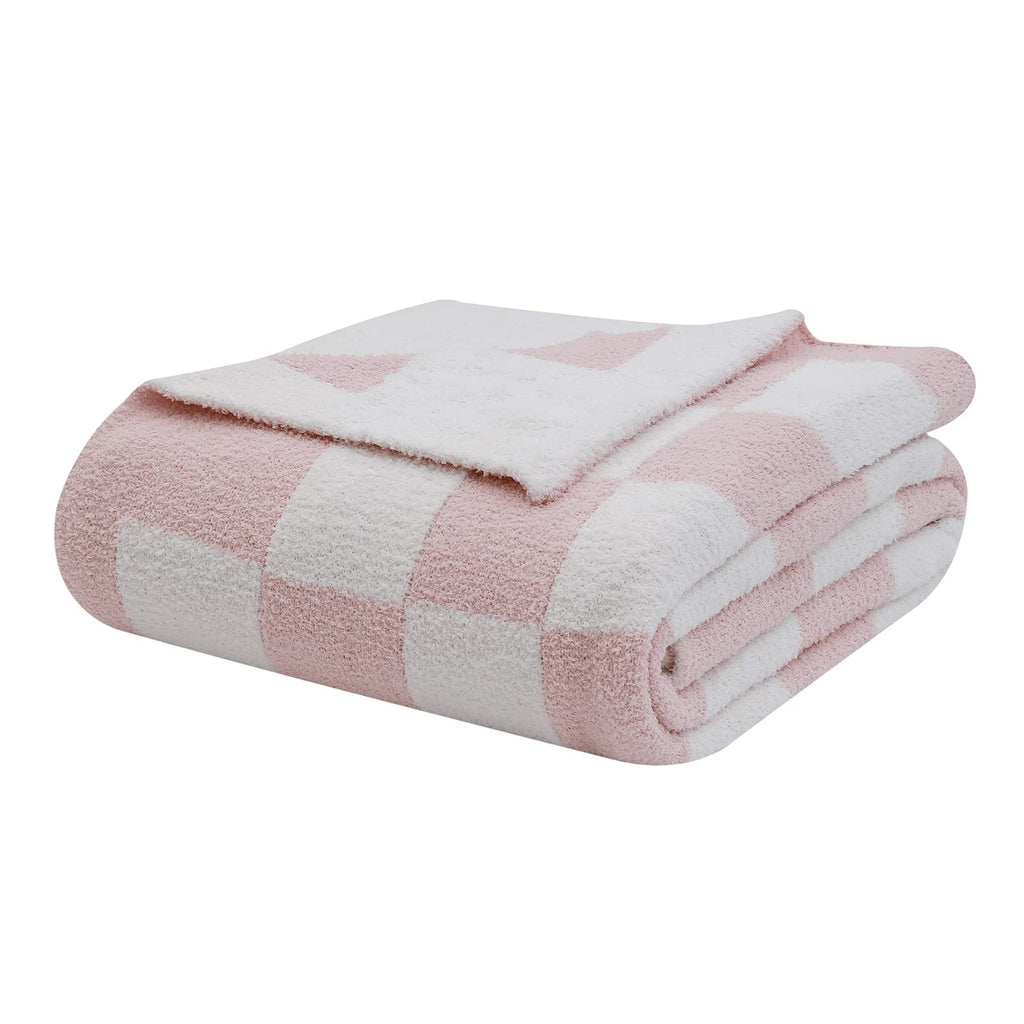 bearberry Fuzzy Checkerboard Grid Throw Blanket Soft Cozy Warm Microfiber All Season Blanket Decor for Couch Sofa Bed Travel Home (Avocado Green, 50''x60'')
