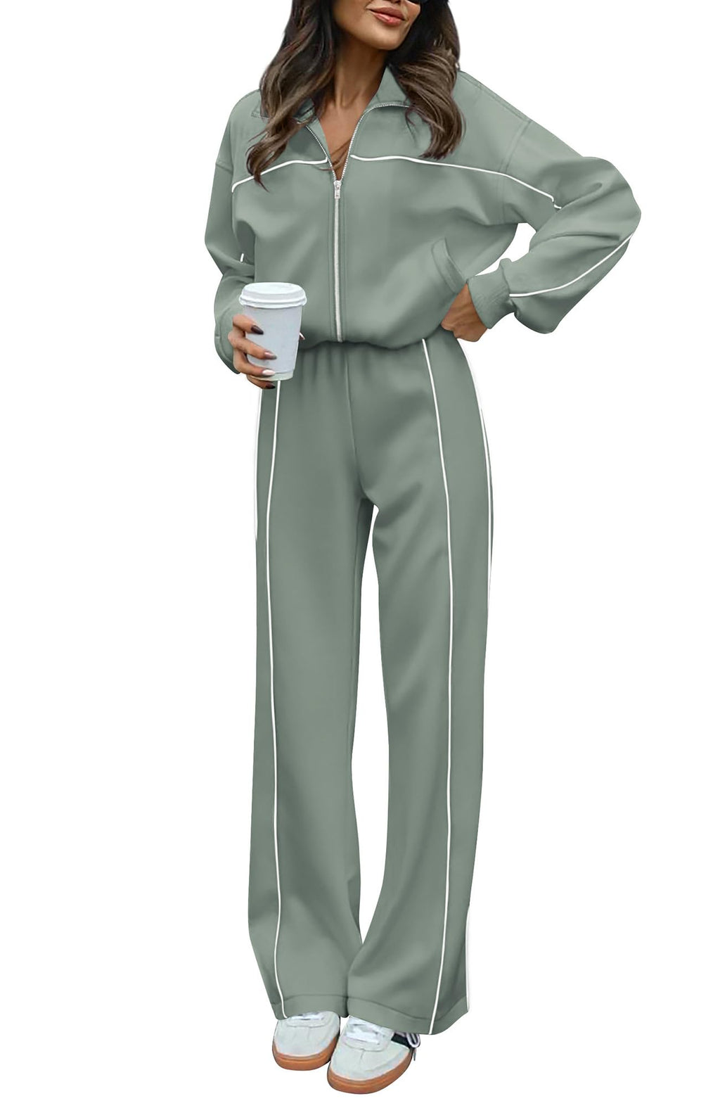 BTFBM Women's Two Piece Tracksuit Fall 2026 Long Sleeve Zip Up Sweatshirt Long Pants Outfits Jogger Sweatsuit Sets