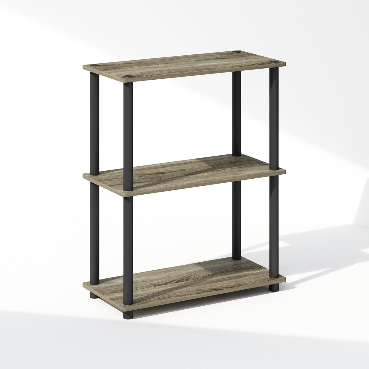 Furinno Turn-N-Tube Book Shelf, 4-Tier Bookshelf, Bookcase with Multipurpose Compact Display Rack, 11.6 x 23.6 x 43.2, for Living Room, Bedroom, Home Office, Americano/Black