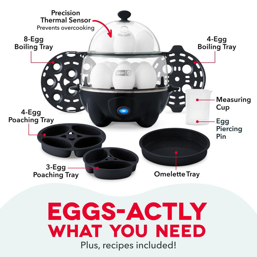 Dash Deluxe Egg Cooker - Boiler, Poacher & Steamer - Includes Measuring & Recipe Guide - Dishwasher Safe - BPA Free - Holds 12 Eggs, Aqua