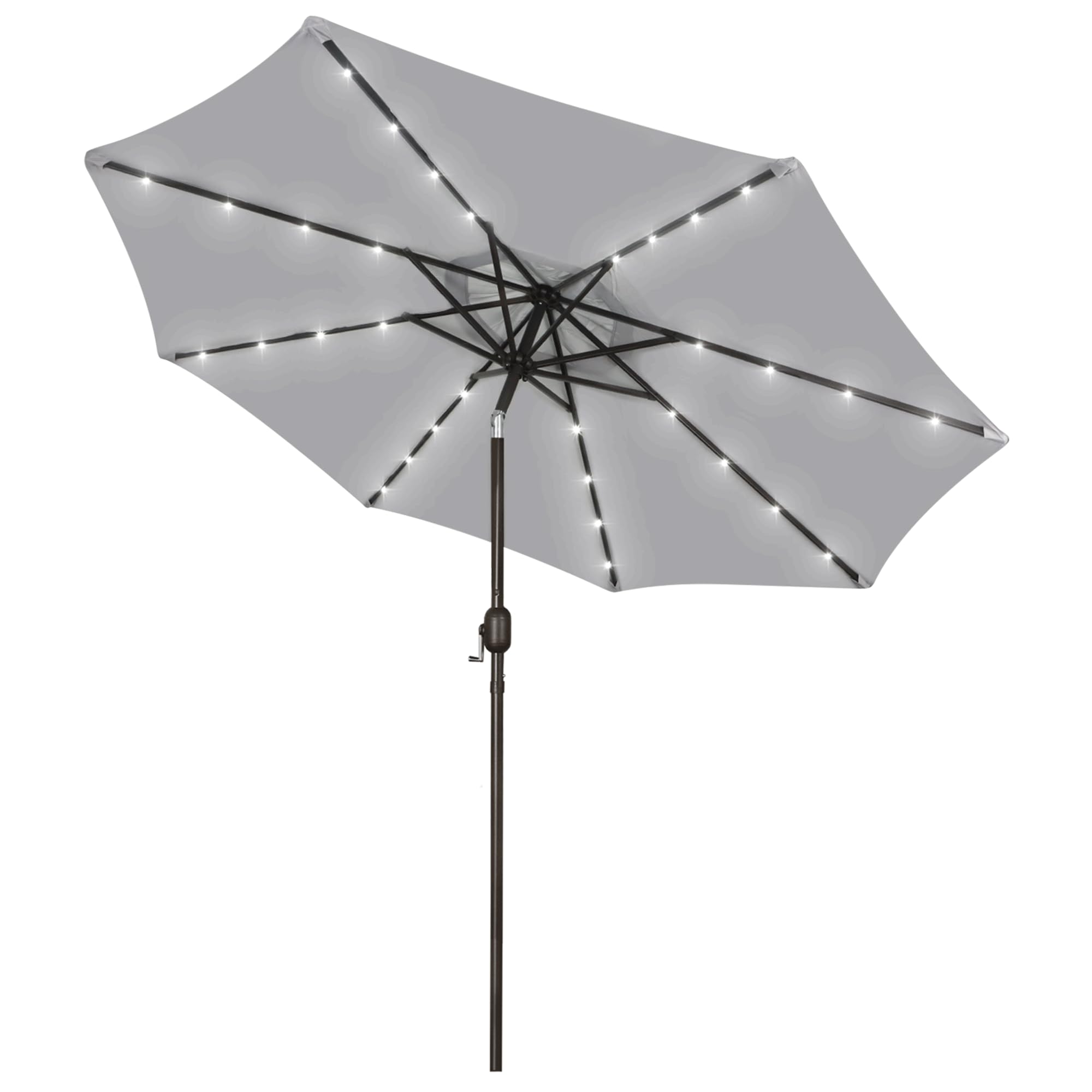 Blissun 9 ft Solar Umbrella, 32 LED Lighted Patio Umbrella, Table Market Umbrella, Outdoor Umbrella for Garden, Deck, Backyard, Pool and Beach (Light Blue)