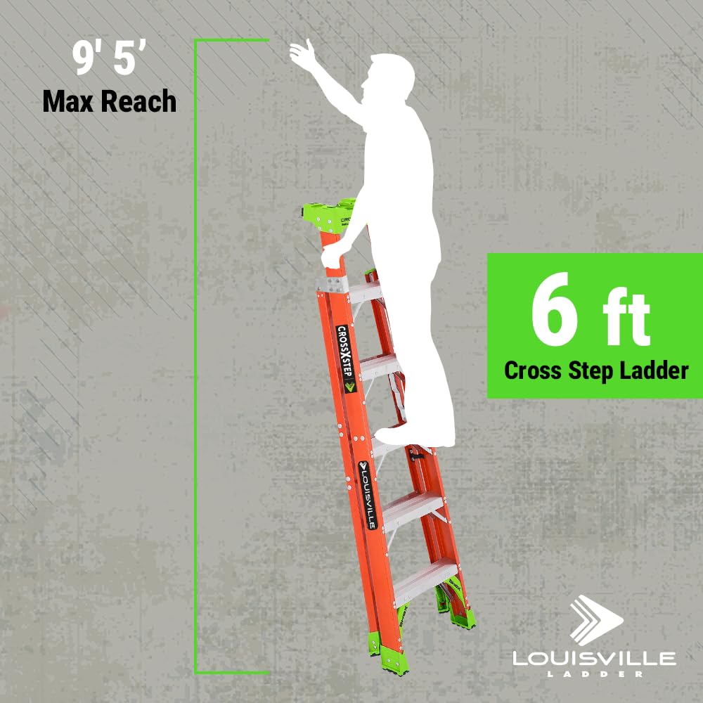Louisville Ladder 4-foot Fiberglass Cross Step Ladder, 300-Pound Load Capacity, Type IA, FXS1504