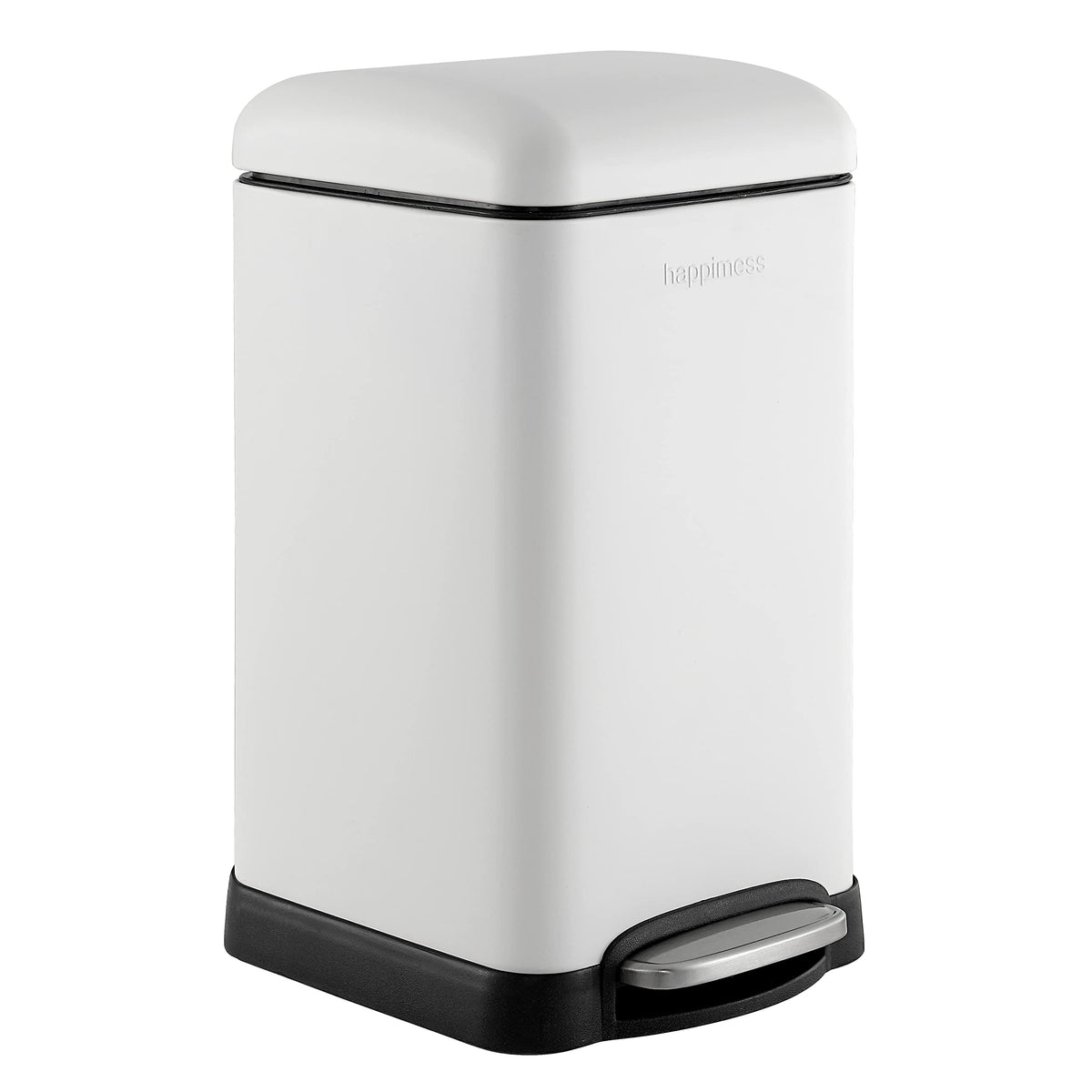 happimess HPM1012B Betty Retro Mini 3.2-Gallon Step-Open Trash Can with Soft-Close Lid, Modern, Minimalistic, Fingerprint Proof for Home, Kitchen, Laundry Room, Office, Bedroom, Bathroom, Black