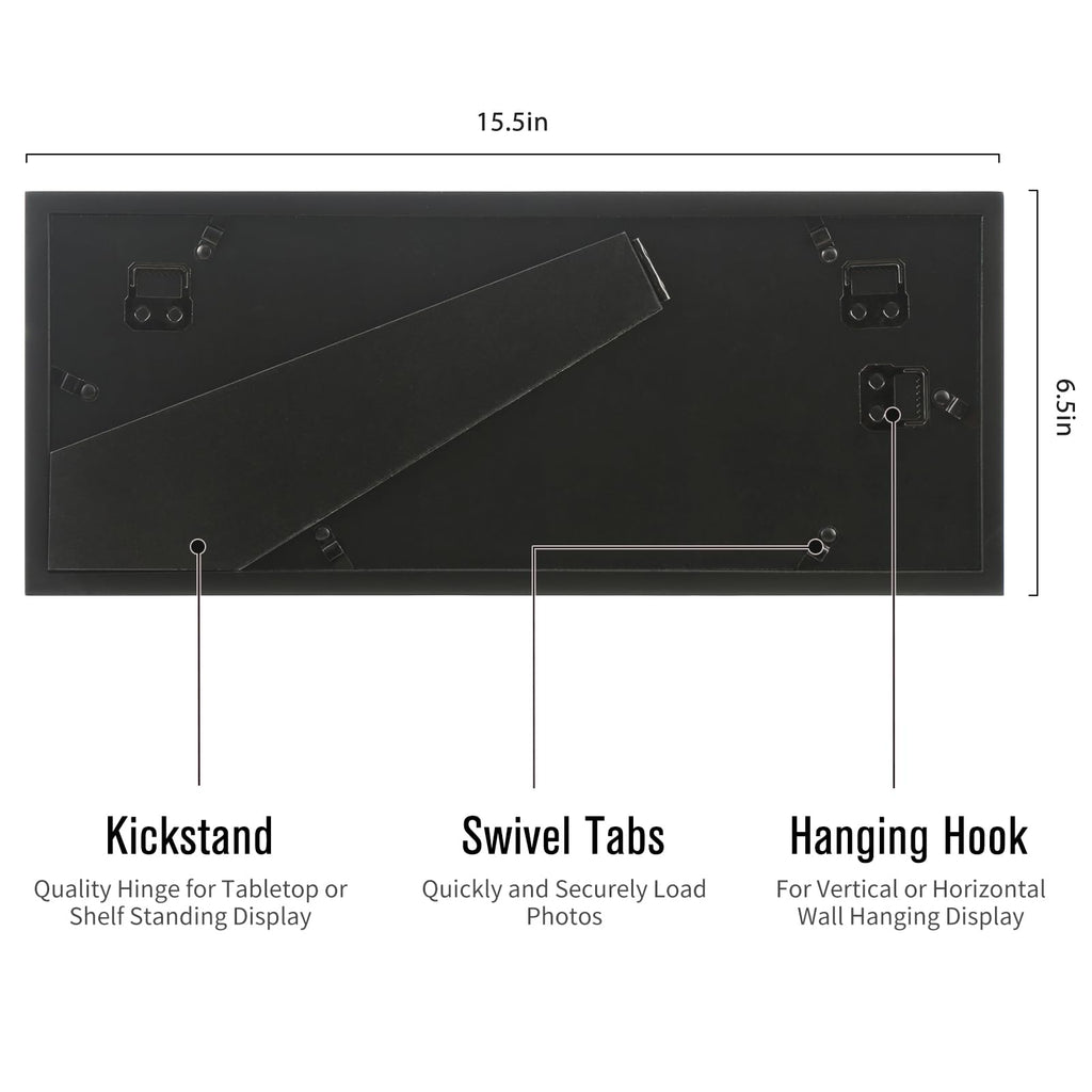 4x6 2-Opening Collage Frame Black Wood | Two 4x6 openings, shatter-resistant glass, tabletop & wall mount