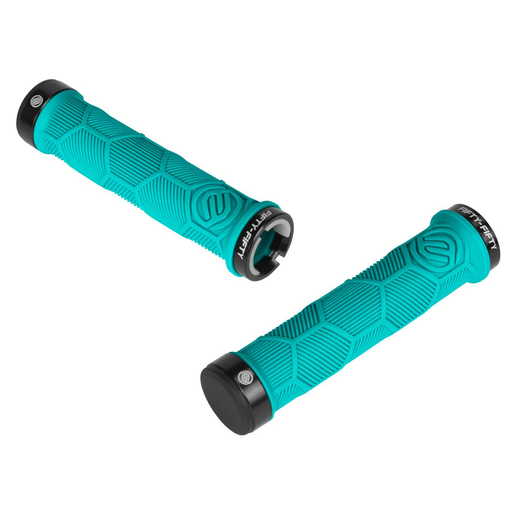 FIFTY-FIFTY Double Lock-On Mountain Bike Grips, Bicycle Handlebar Locking Grips, Non-Slip MTB Handle