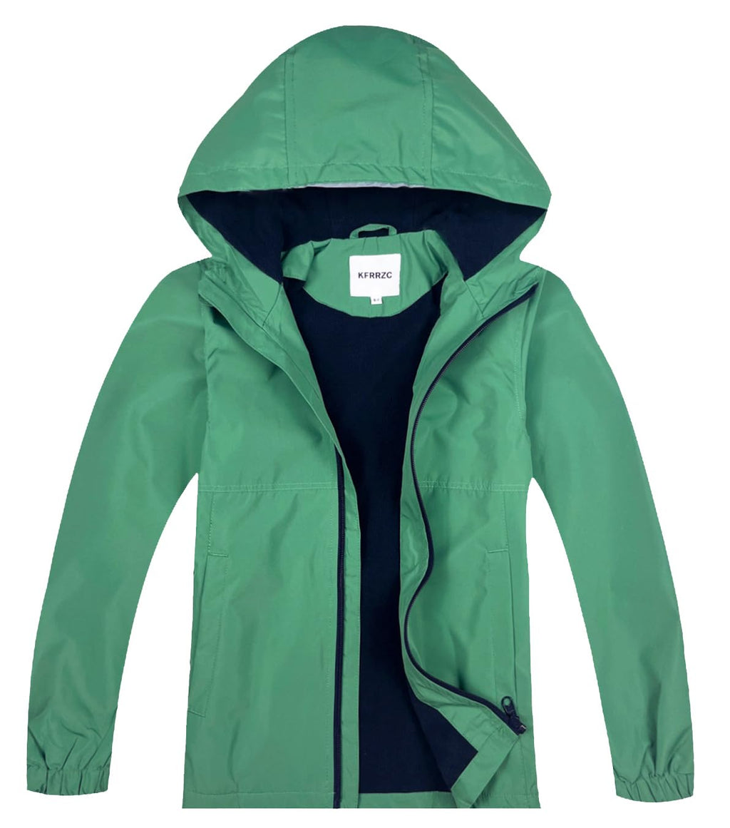 Boys Girls Rain Jackets Waterproof Hooded Fleece Raincoats Lightweight Windbreakers for Kids