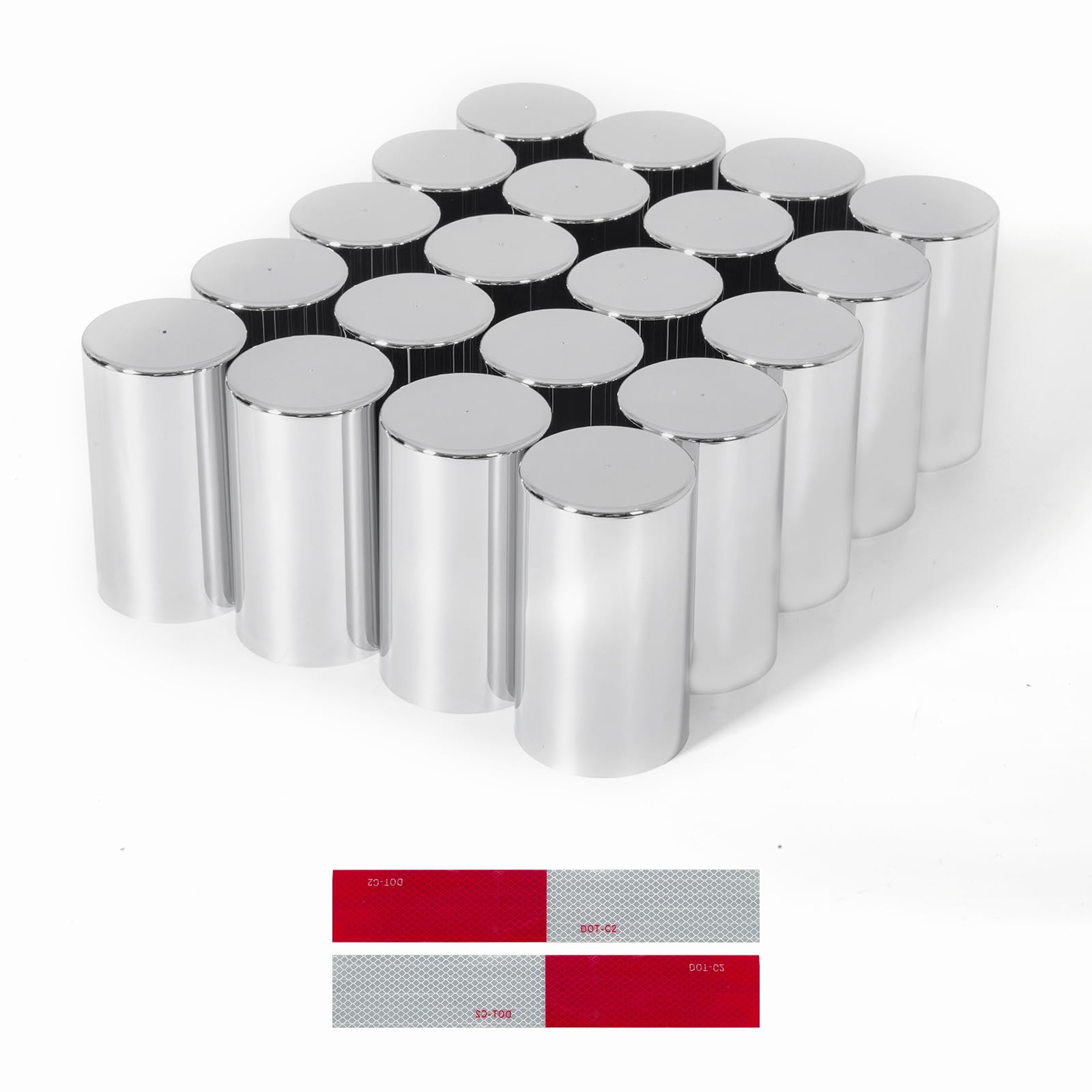20Pcs Semi Trucks Lug Nut Covers Chrome, 32/33mm Lug Nut Covers ABS Plastic Anti-Rust Screw-on Wheel Nut Caps with Installation Tool, Truck Nuts for Semi Trucks Trailer
