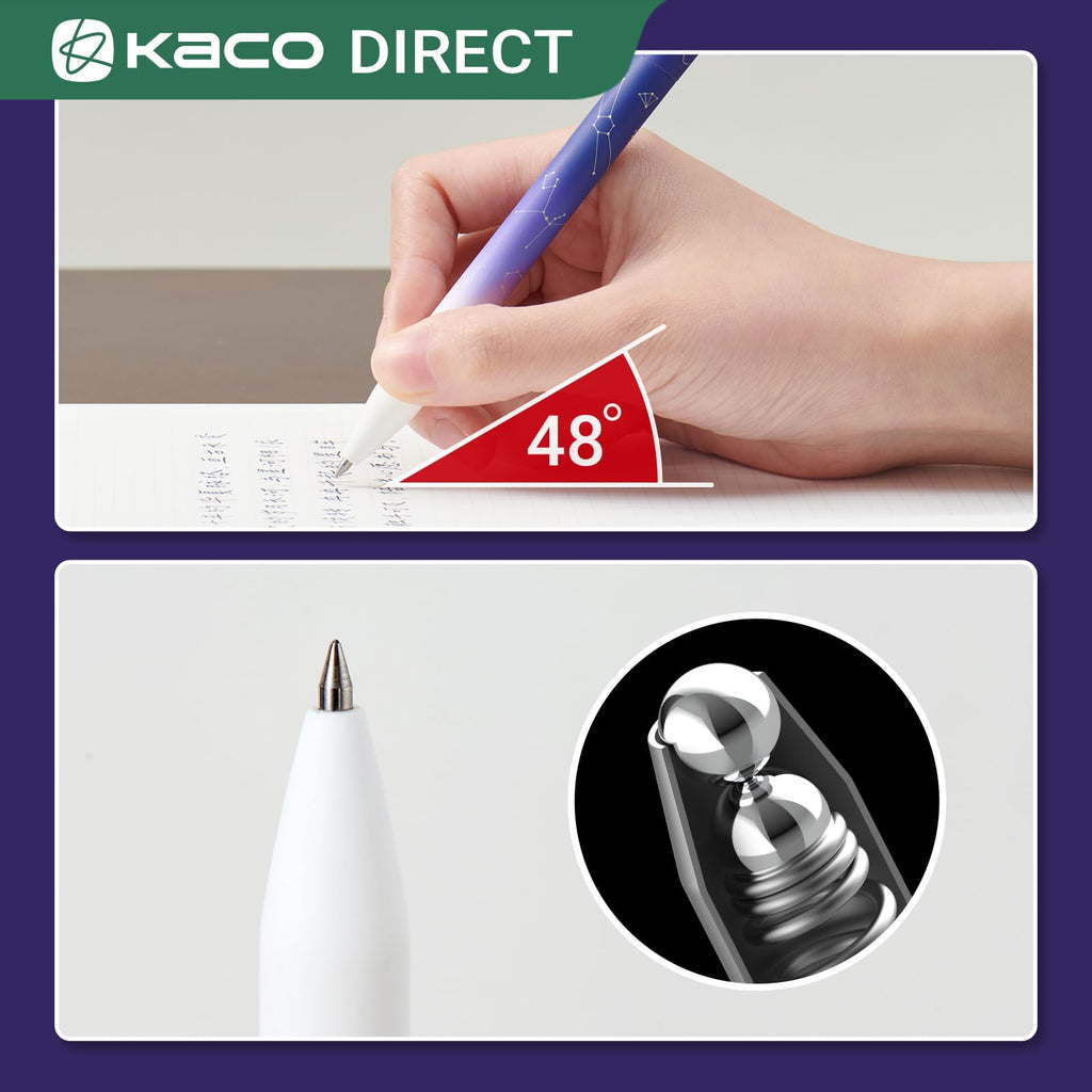 Kaco FIRST Gel Pens, Pack of 2 Pieces Cute Stationery Heart Pen Set with Extra 4 Black Refills Quick Drying Holiday Office Supplies (2 Colors)
