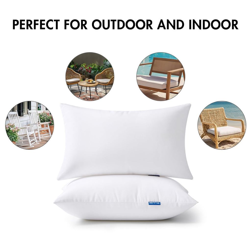 MIULEE 12x20 Outdoor Pillows,Set of 4 Throw Pillows Waterproof,Soft Support Throw Inserts Decorative Water Resistant for Patio Furniture and Garden