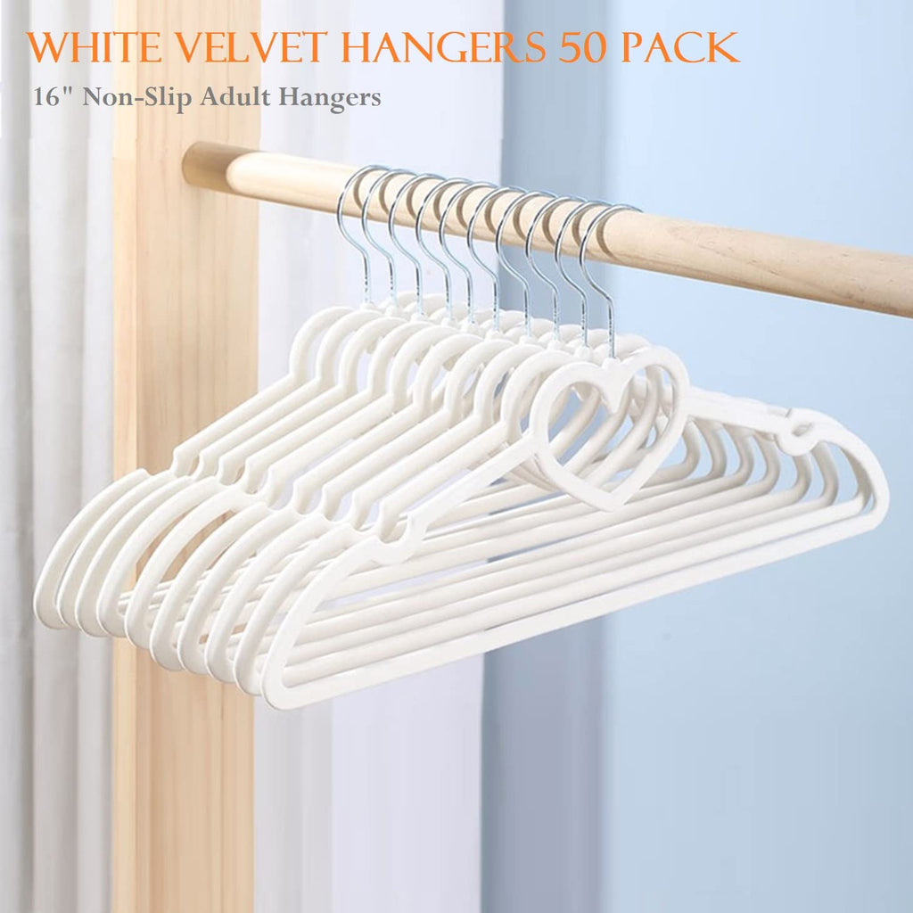 Velvet Hangers 20 Pack,16 Inch Non Slip Adult Heart Hanger (Black) | 360° Swivel Hooks, Cascade Design, Space Saving